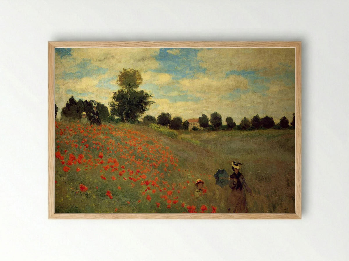 Field of Poppies - Claude Monet - Framed Print Wood