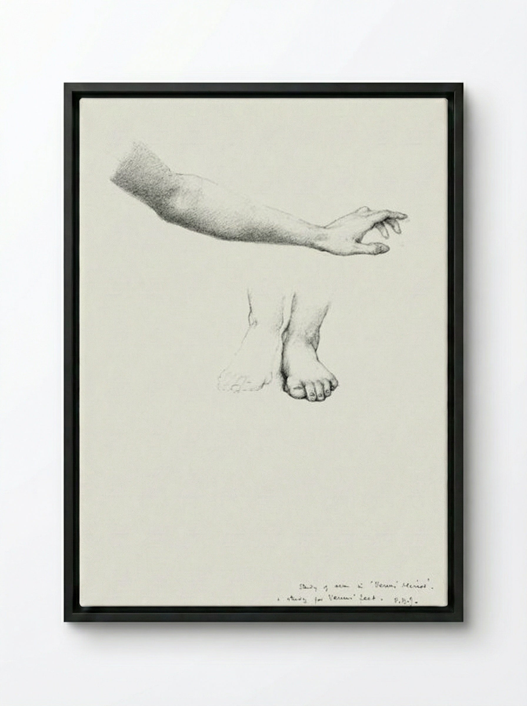 Study of Arm and Feet for 'The Mirror of Venus' - Edward Burne-Jones - Framed Canvas Black