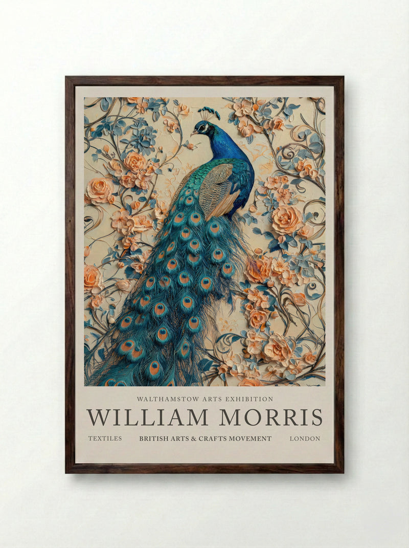 Peacock Splendor - William Morris - Framed Print Dark Wood