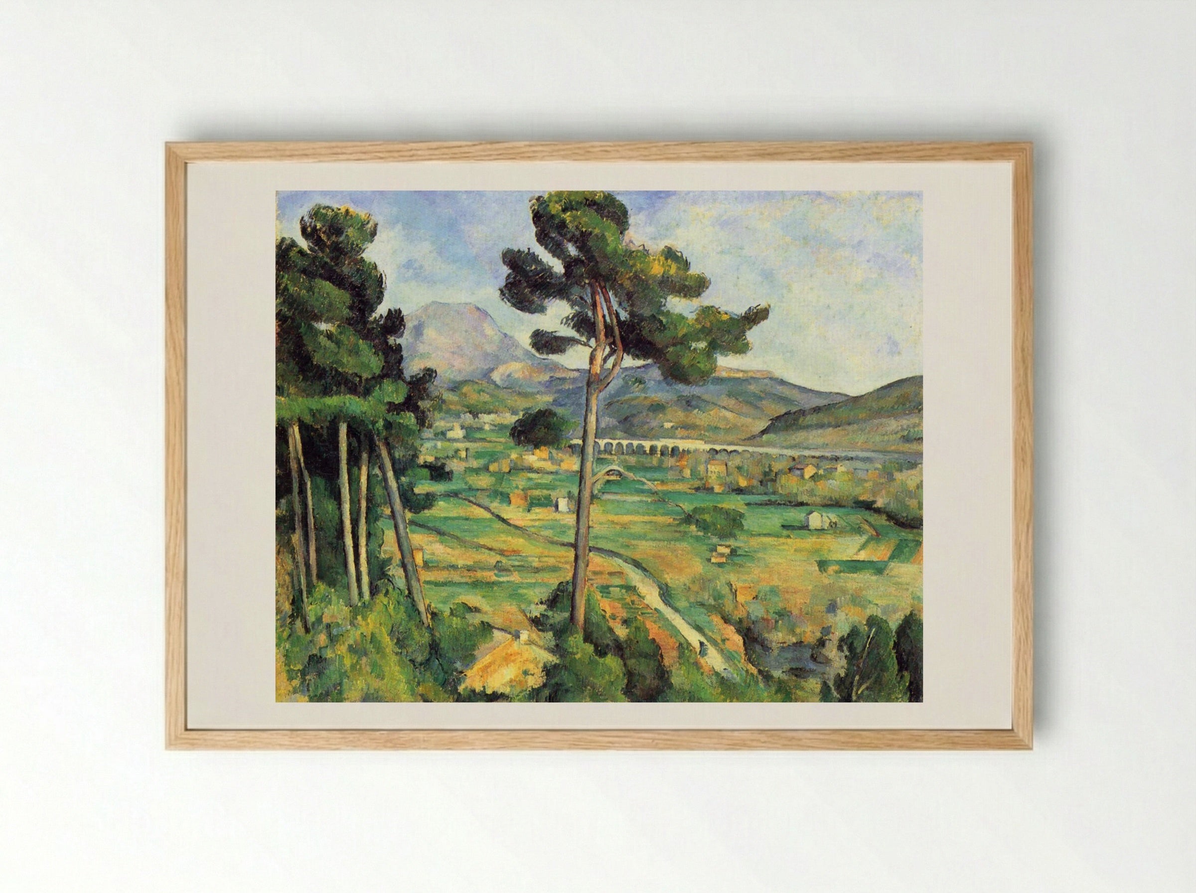 Mont Sainte-Victoire and the Viaduct of the Arc River Valley - Paul Cézanne - Framed Print Wood