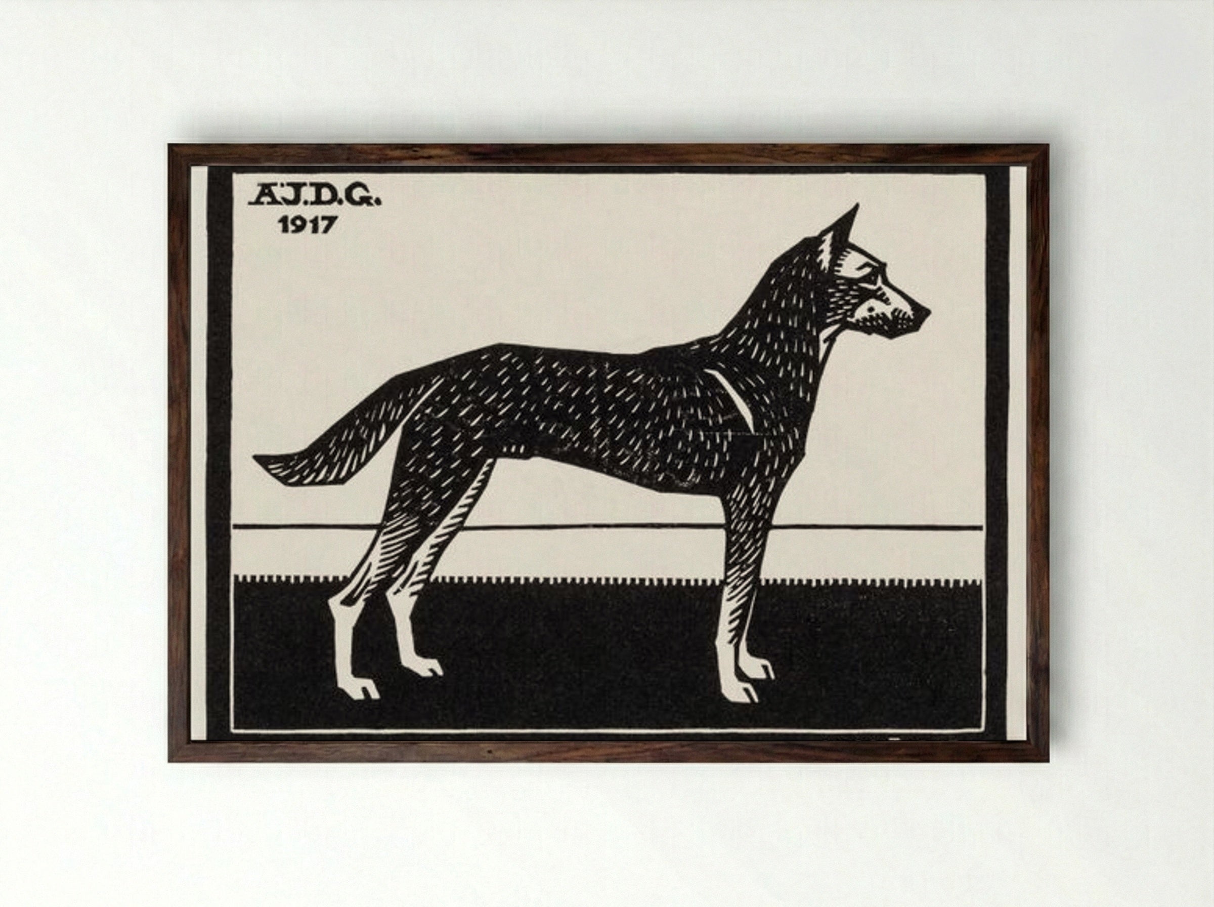 Dog - Julie de Graag - Framed Print Dark Wood