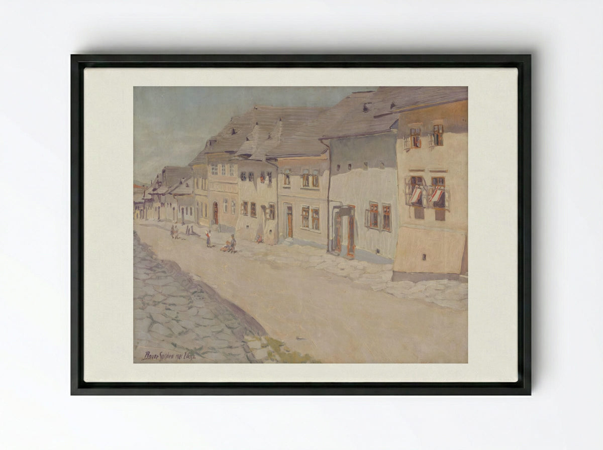 Street in Liptovský Svätý Mikuláš - Konštantín Bauer - Framed Canvas Black