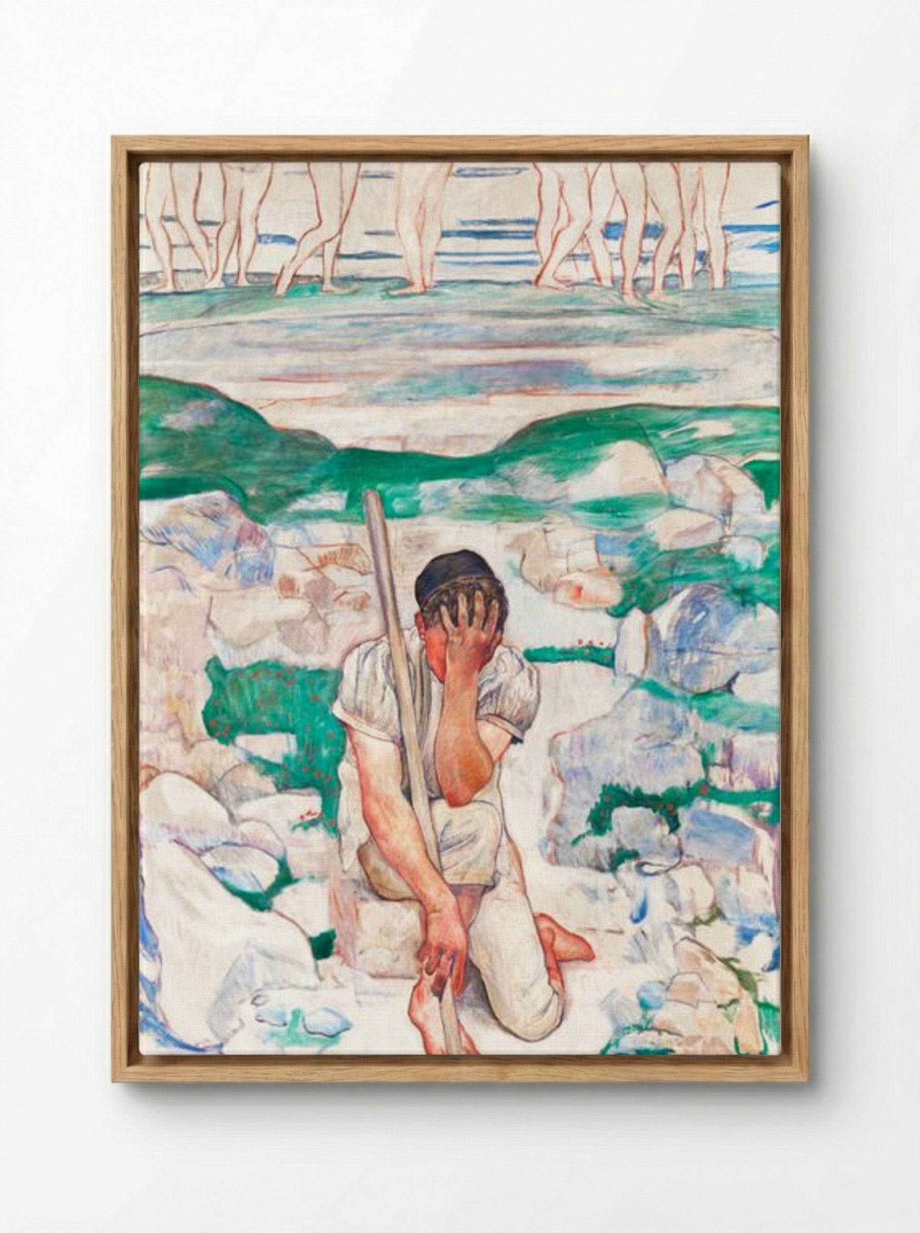 The Dream of the Shepherd - Ferdinand Hodler - Framed Canvas Wood