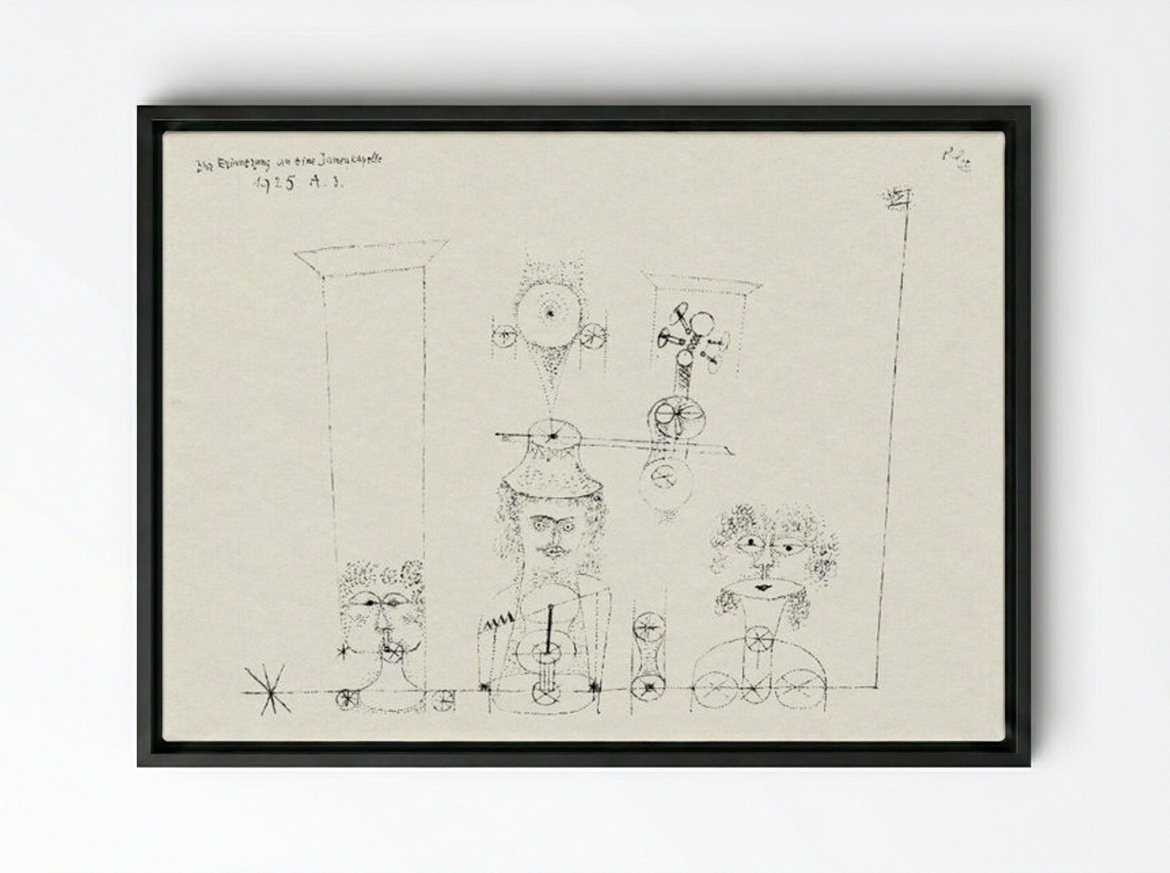 In Memory of an All-Girl Band - Paul Klee - Framed Canvas Black