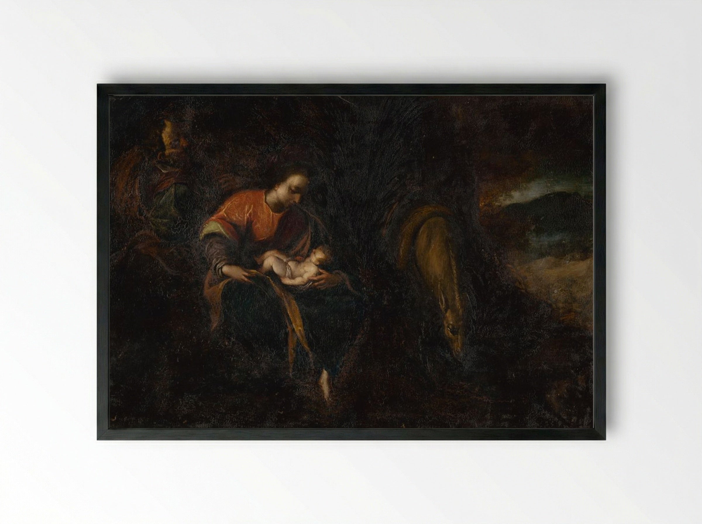 The Holy Family - Correggio - Framed Print Black