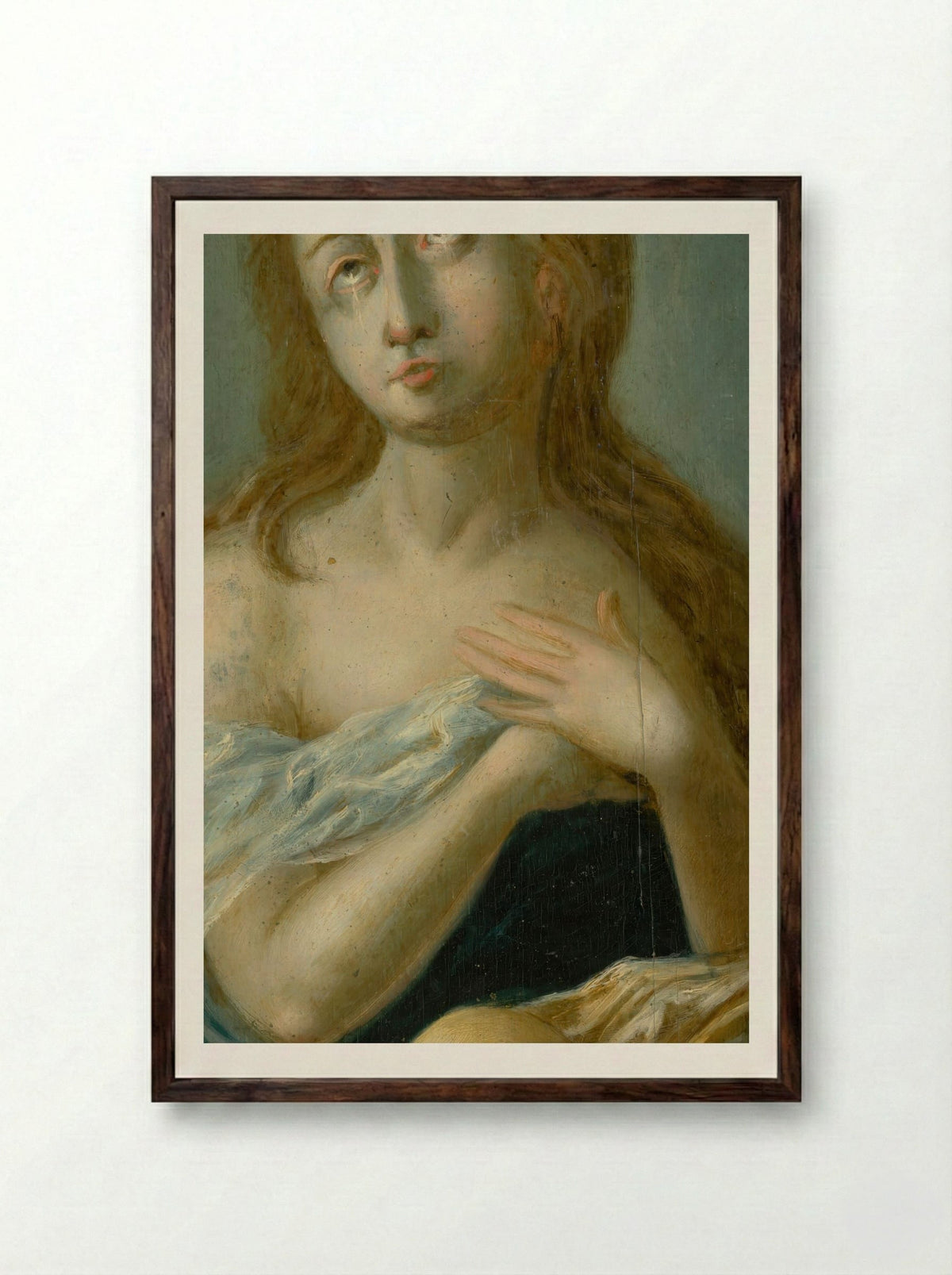 The Penitent Magdalene - Georges de La Tour - Framed Print Dark Wood