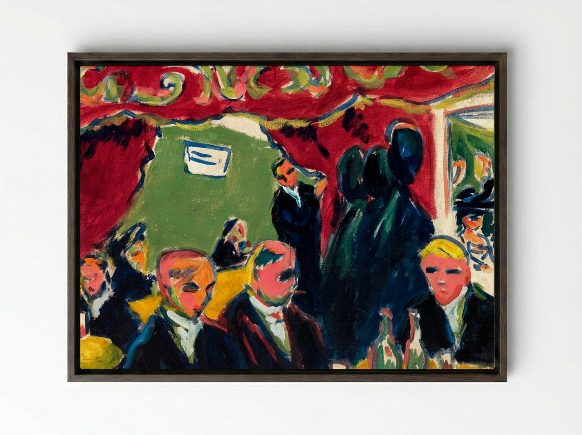 In the Tavern - Ernst Ludwig Kirchner - Framed Canvas Dark Wood