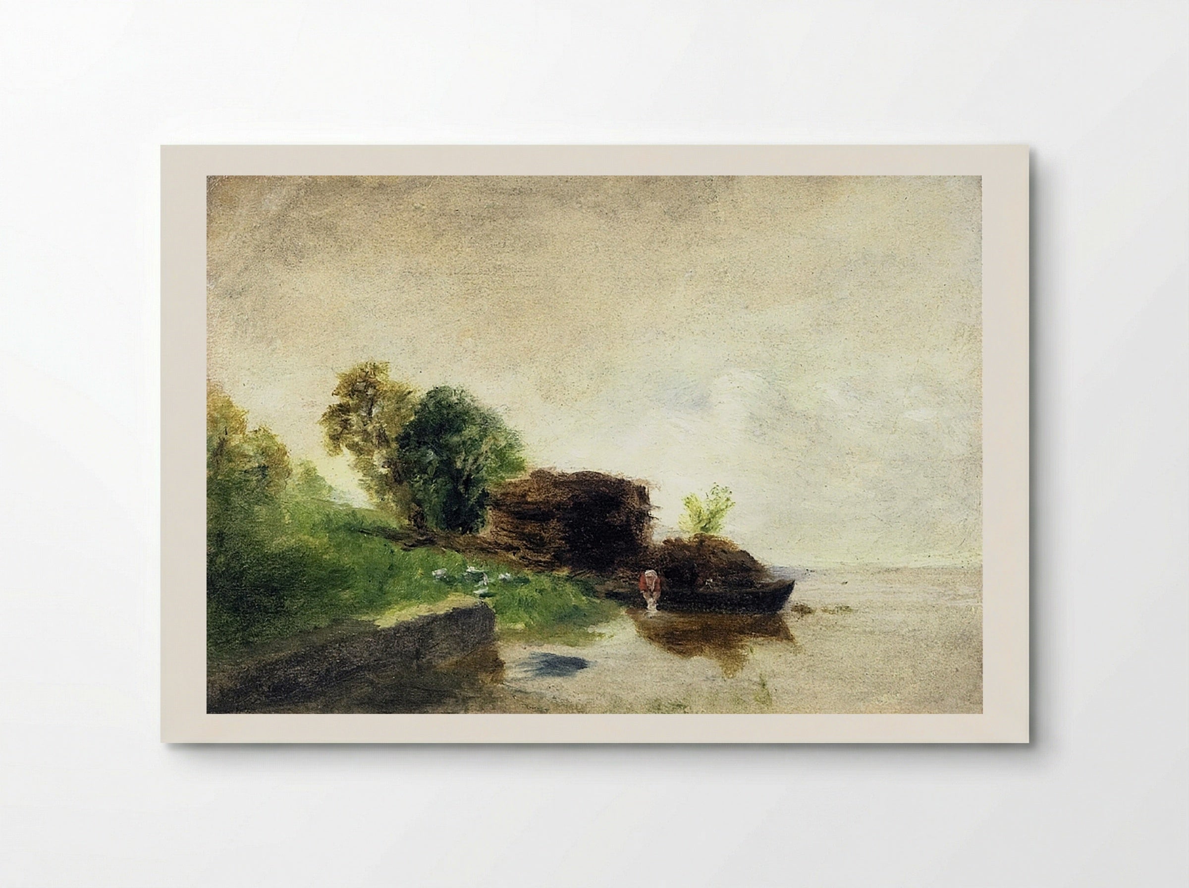 Laundress on the Banks of the River - Fine Art Print - Poster