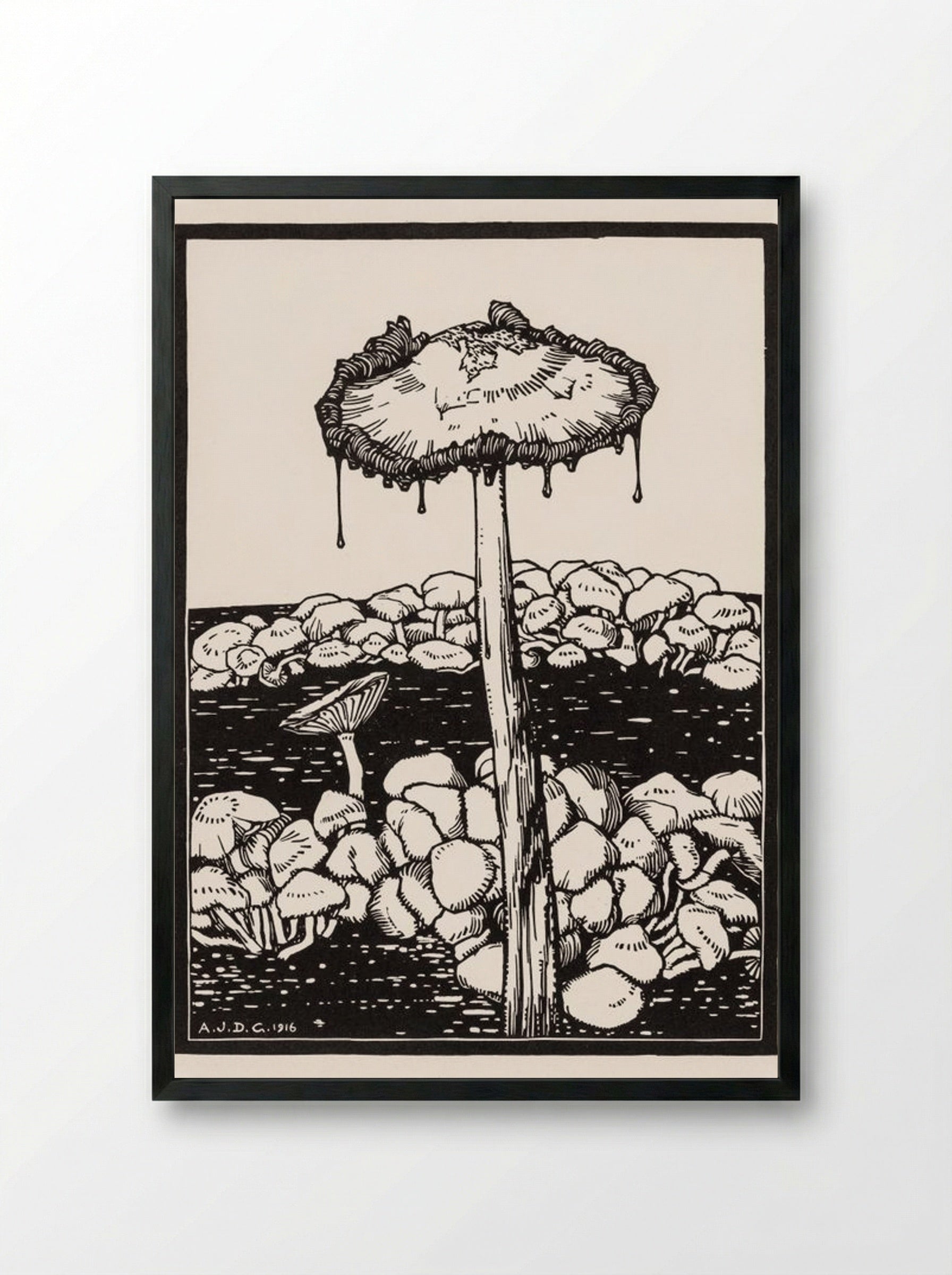 Dripping Mushroom - Julie de Graag - Framed Print Black