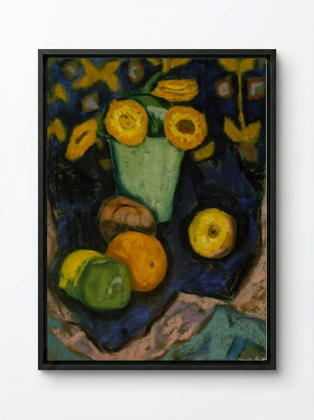 Still Life (Flowers and Fruit) - Marsden Hartley - Framed Canvas Black