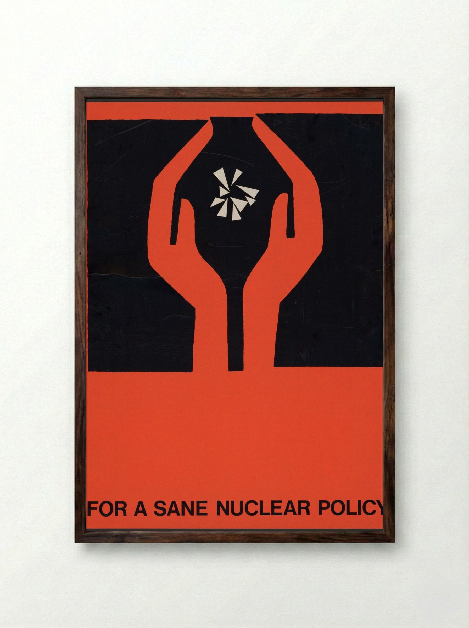 For a Sane Nuclear Policy - Saul Bass - Framed Print Dark Wood