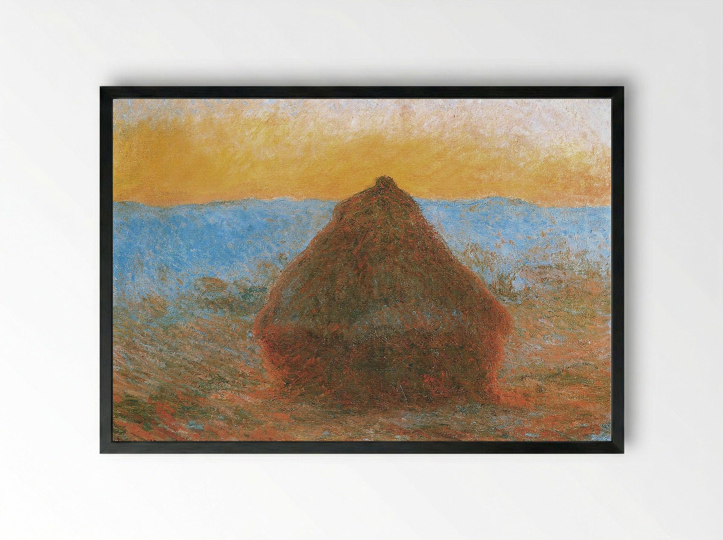 Grainstack, Sunset - Claude Monet - Framed Print Black