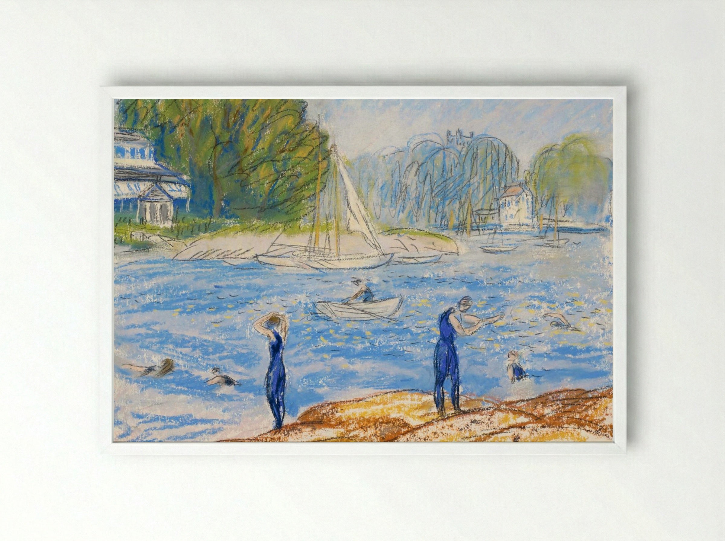 Bathers, Annisquam - William James Glackens - Framed Print White