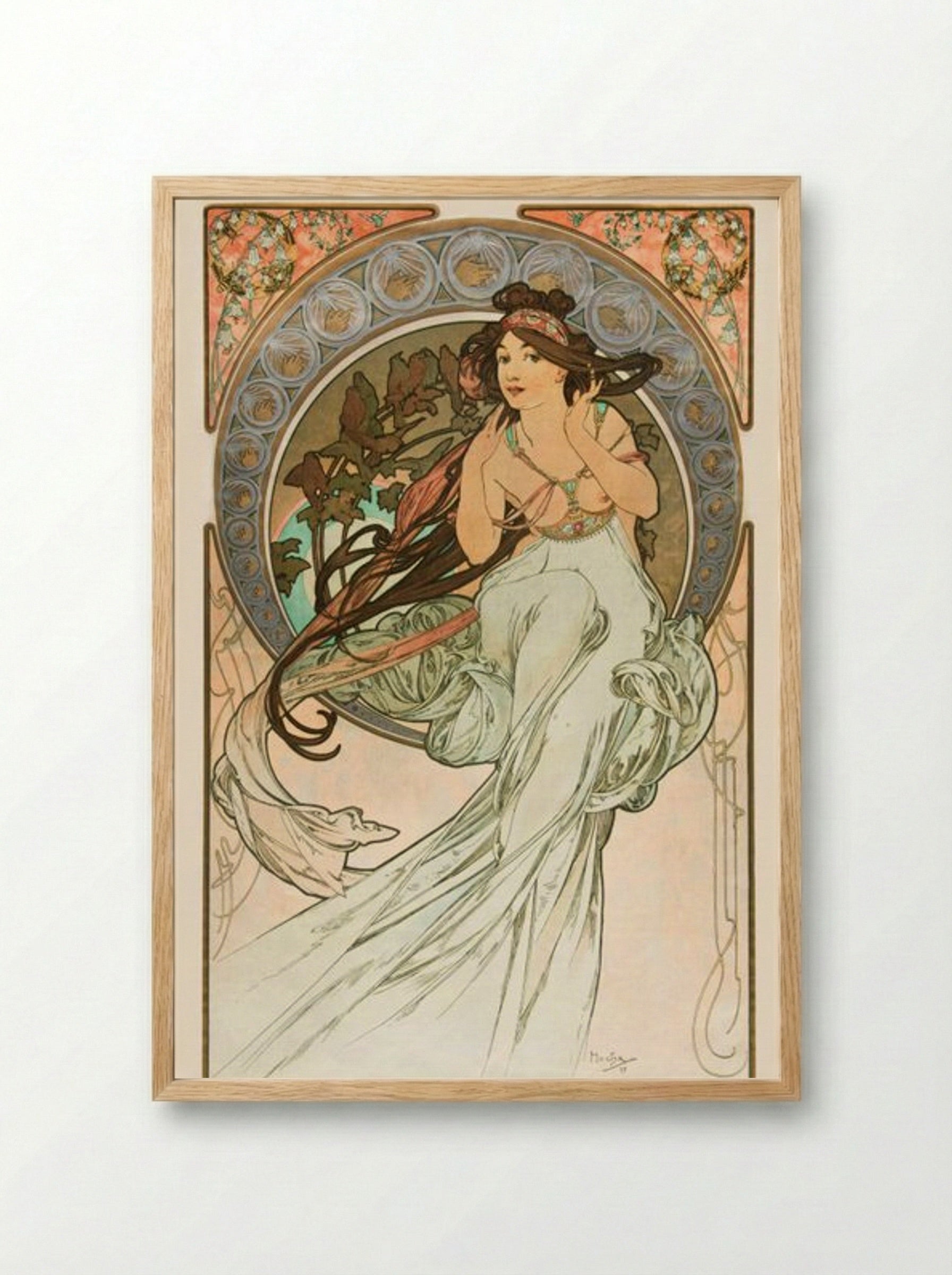 Music, from 'Les Arts' - Alphonse Mucha - Framed Print Wood