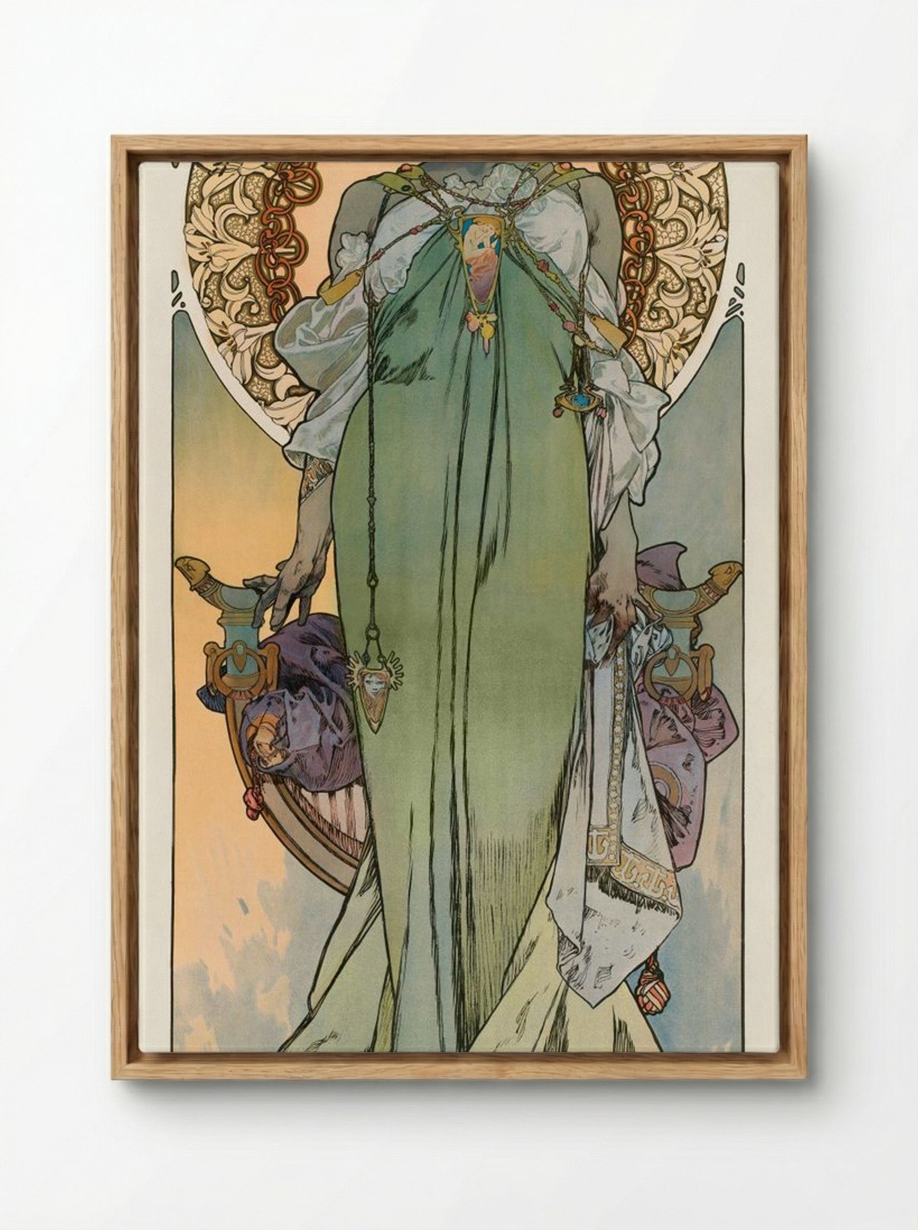 Leslie Carter - Alphonse Mucha - Framed Canvas Wood