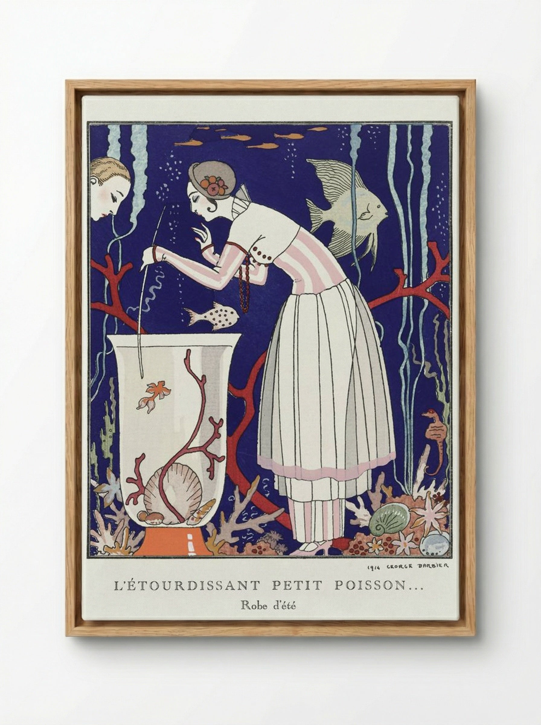 L'Étourdissant Petit Poisson (Robe d'Été) - George Barbier - Framed Canvas Wood