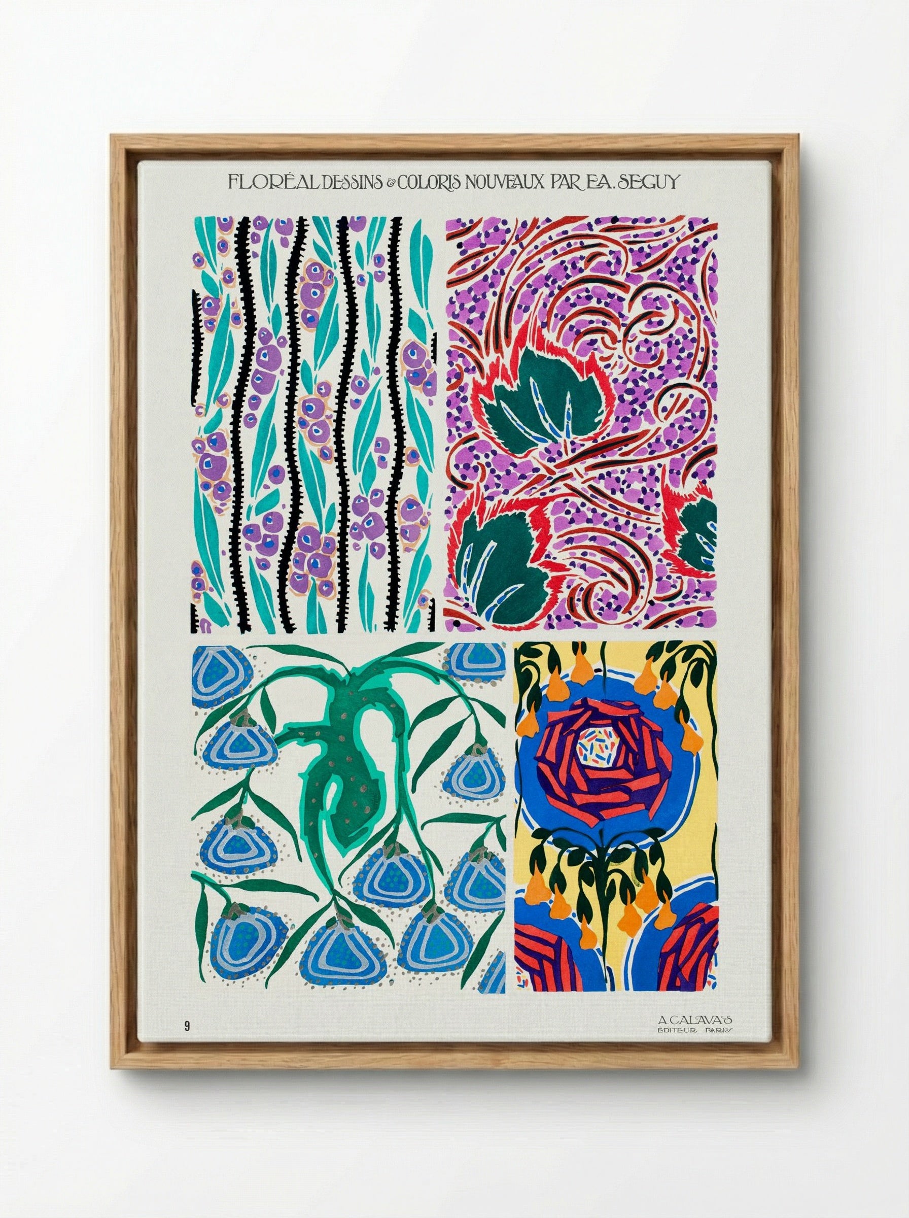 Floréal: Dessins et Coloris Nouveaux - Émile-Allain Séguy - Framed Canvas Wood