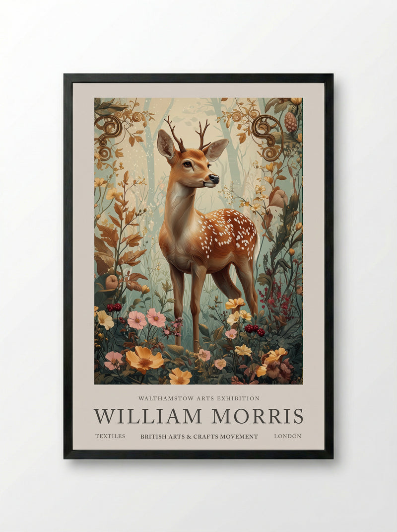 Fawn Fantasy - William Morris - Framed Print Black