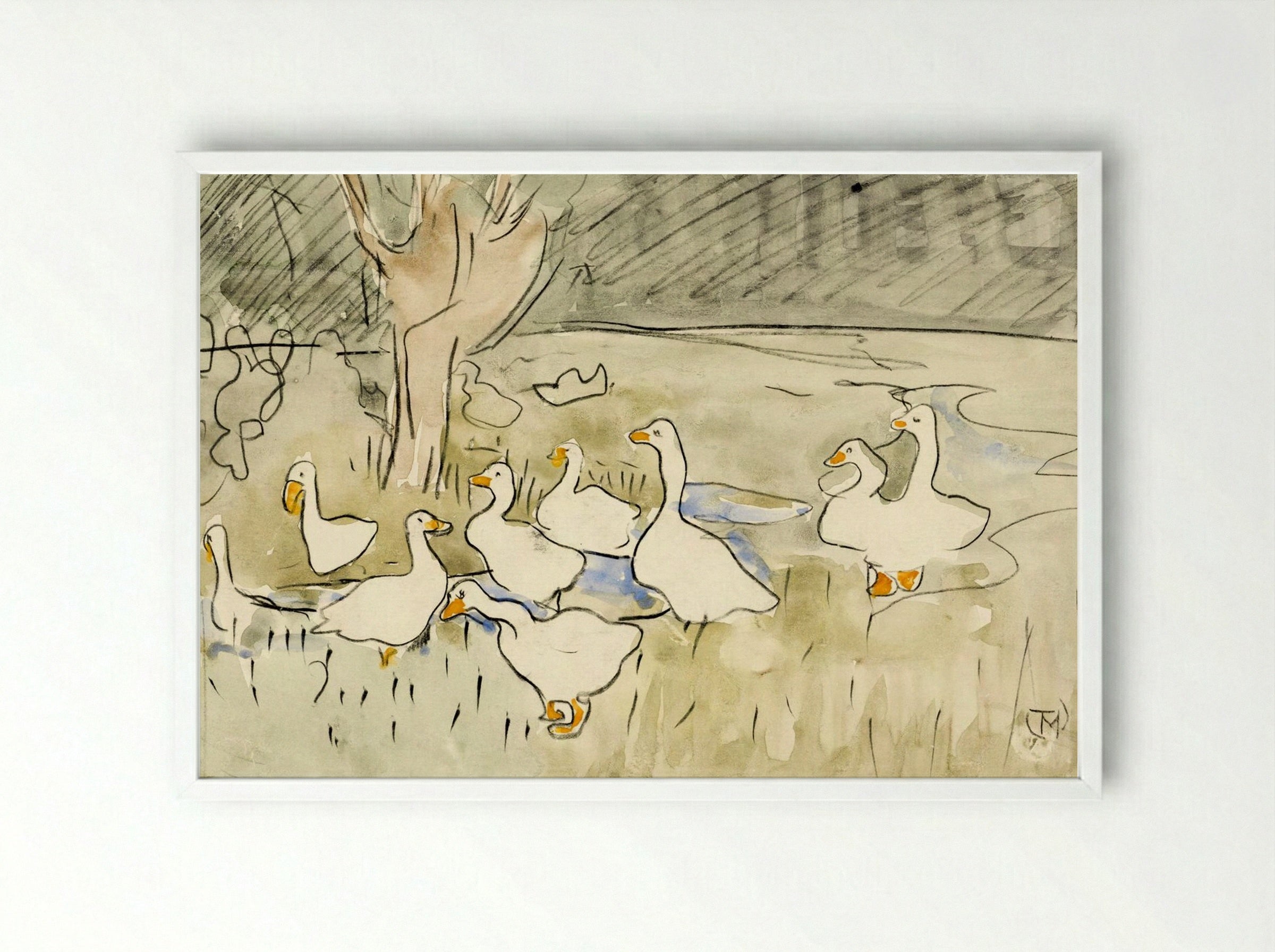 Ducks - Theo van Hoytema - Framed Print White