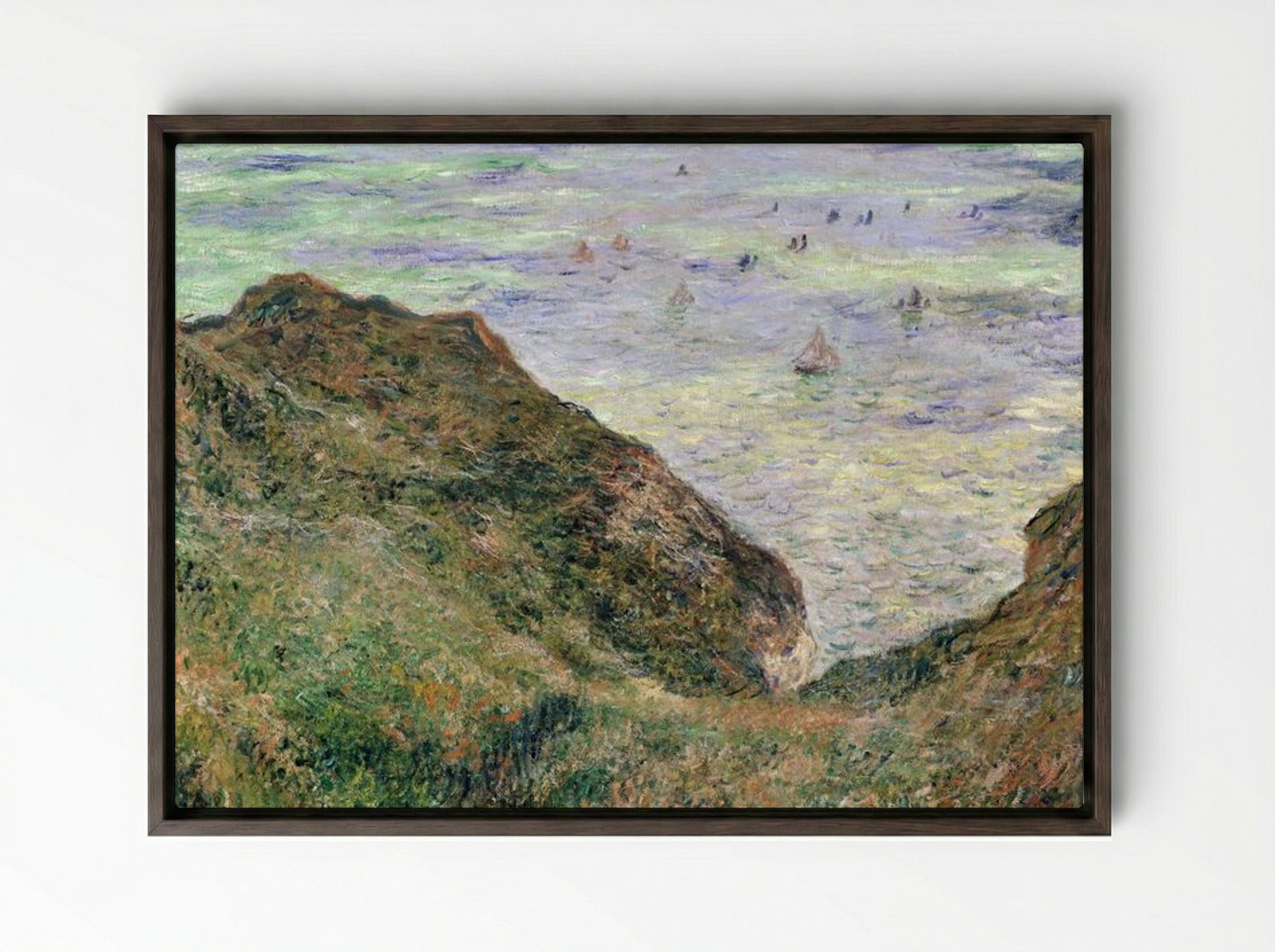 View Over the Sea - Claude Monet - Framed Canvas Dark Wood