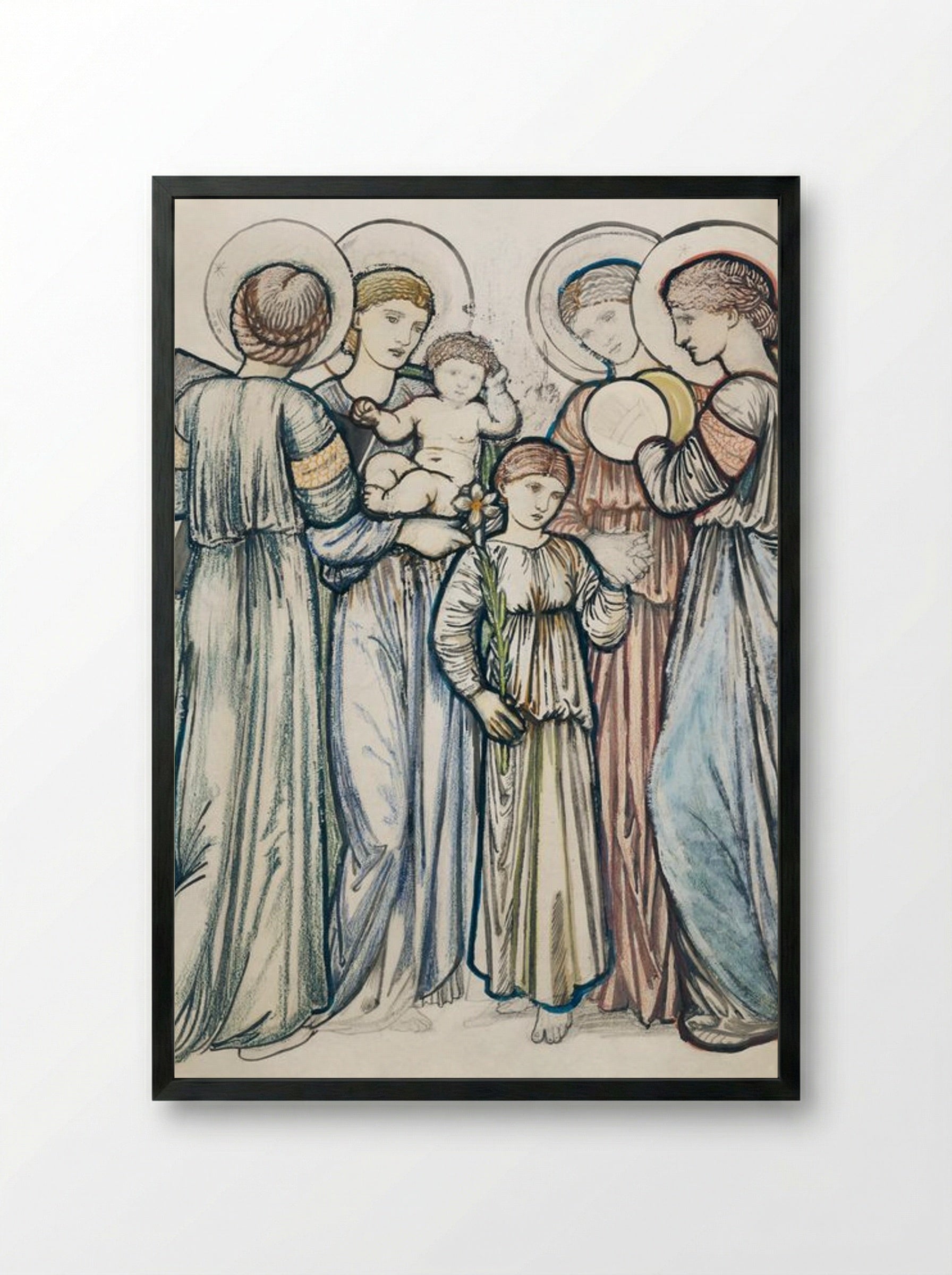 Angels and Children - Edward Burne-Jones - Framed Print Black