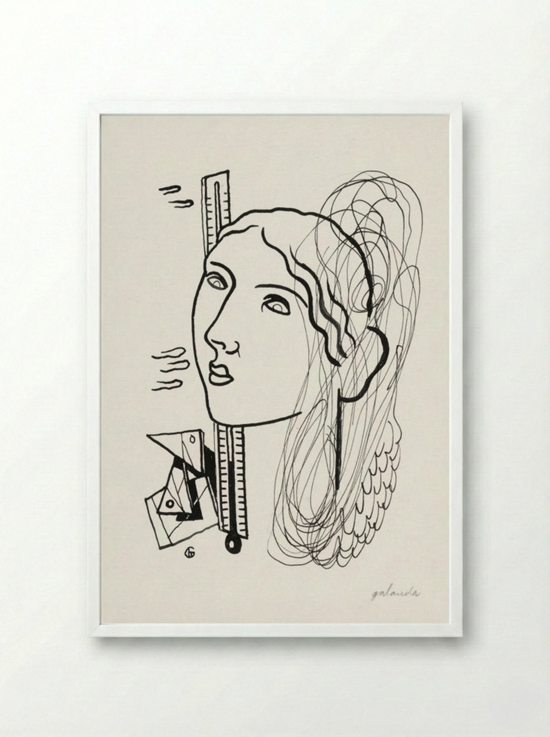Thermometer (Woman Illustration) - Mikuláš Galanda - Framed Print White