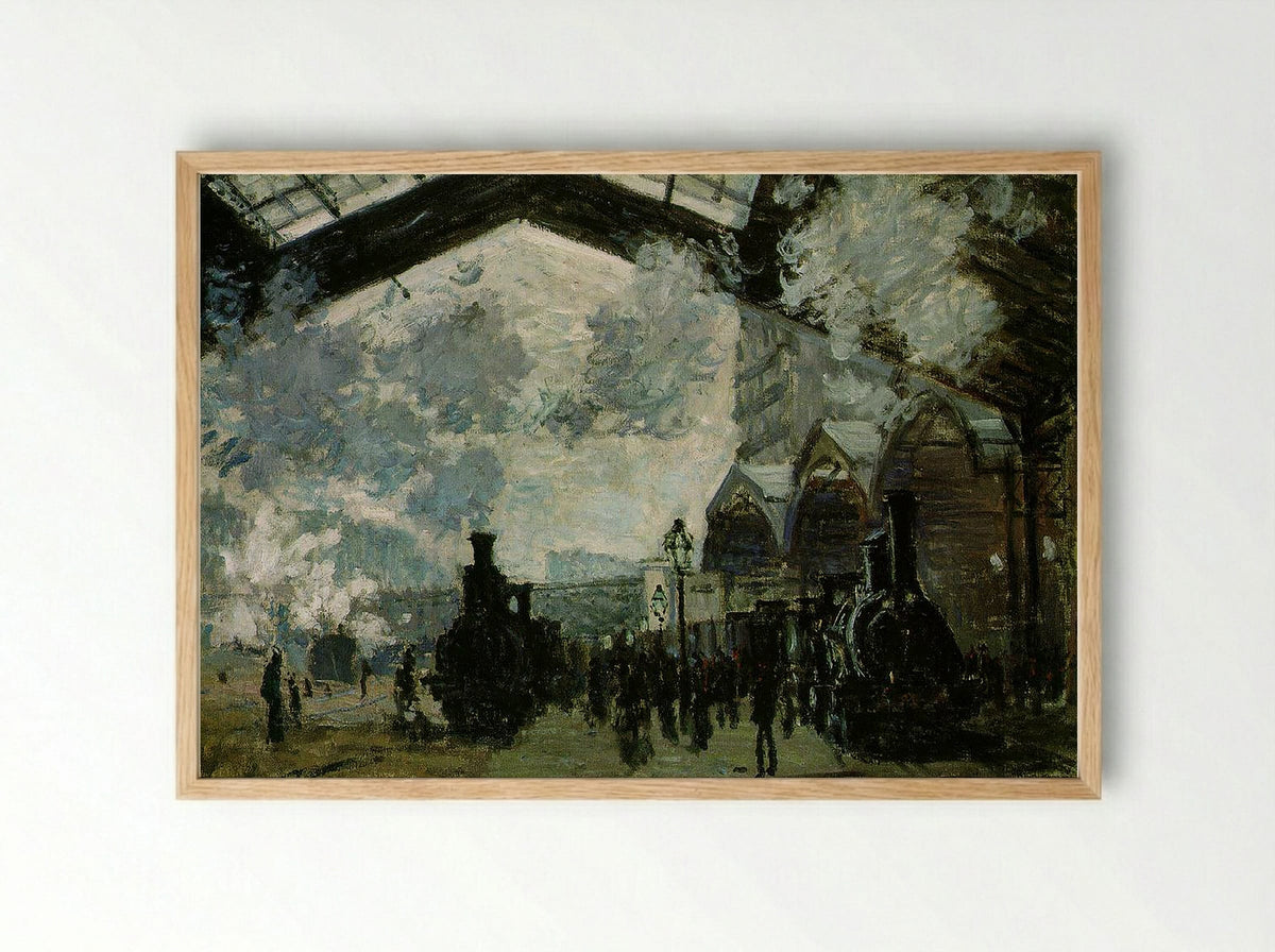 Gare Saint-Lazare - Claude Monet - Framed Print Wood