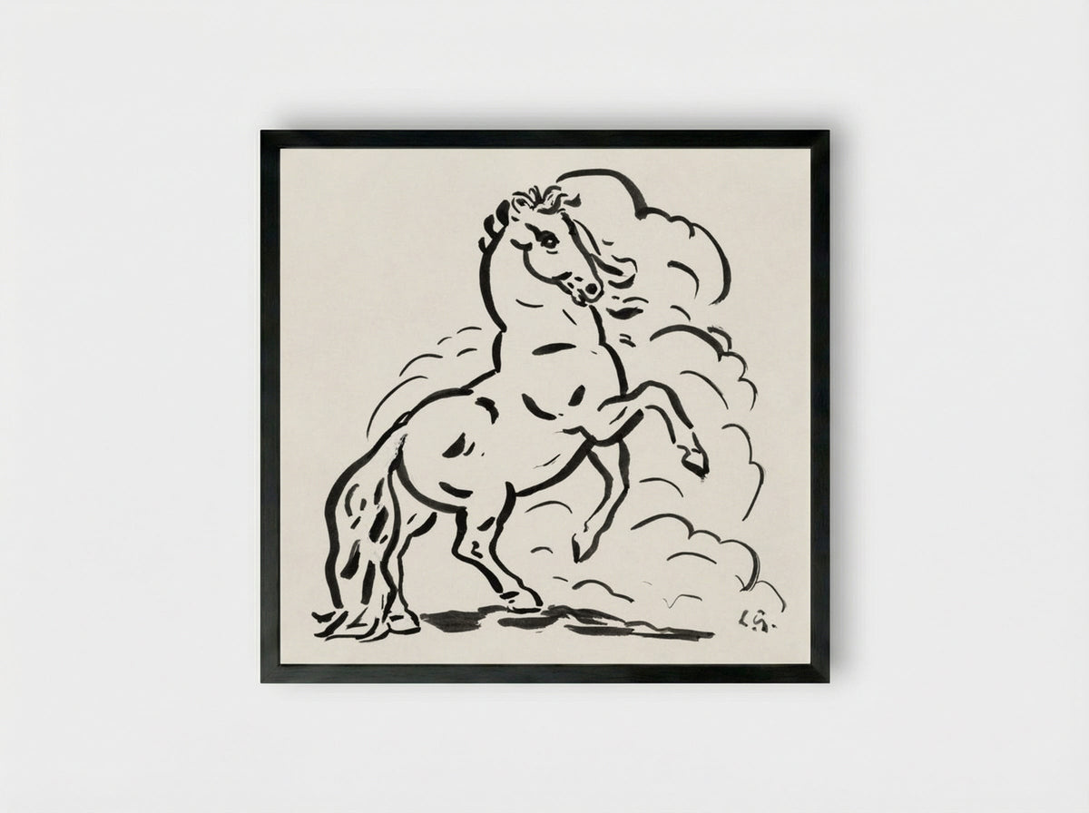 Rearing Horse - Leo Gestel - Framed Print Black