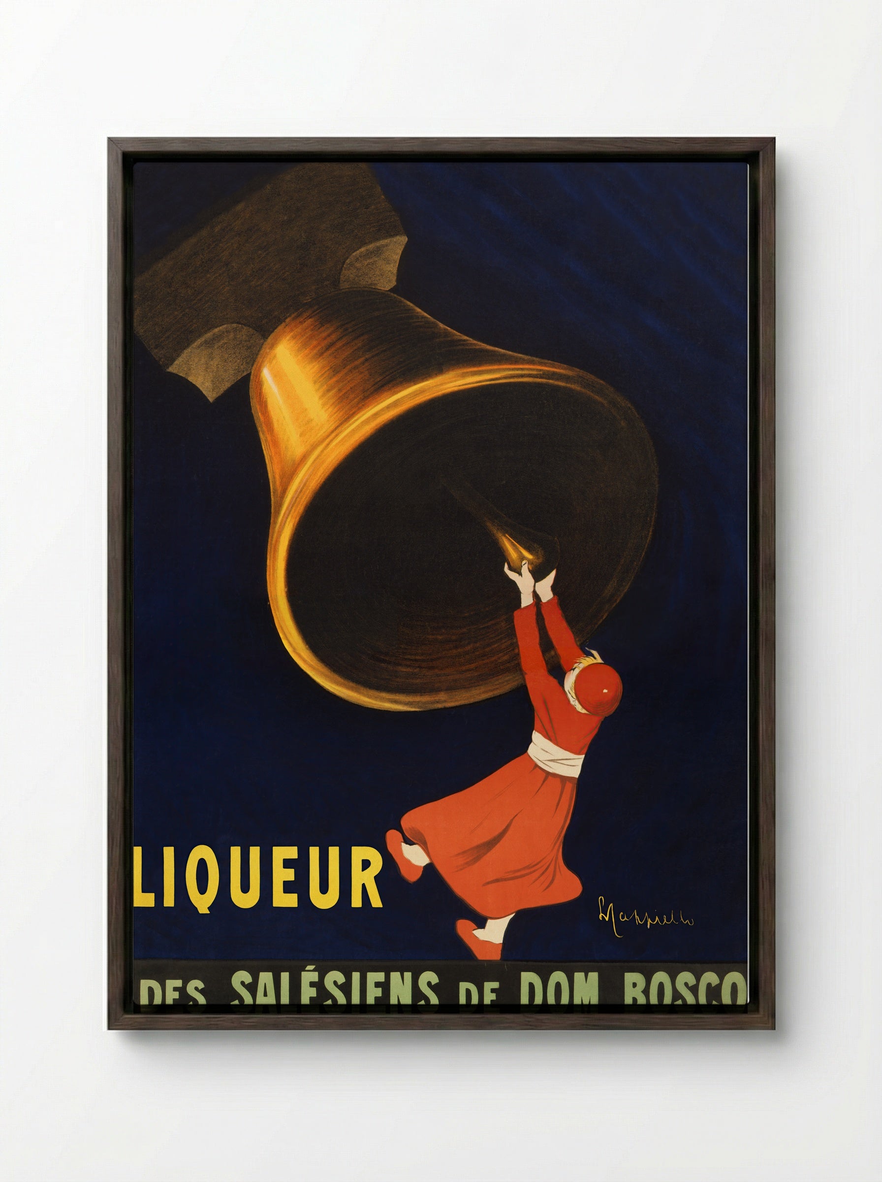 Angelus Liqueur des Salésiens de Dom Bosco - Leonetto Cappiello - Framed Canvas Dark Wood