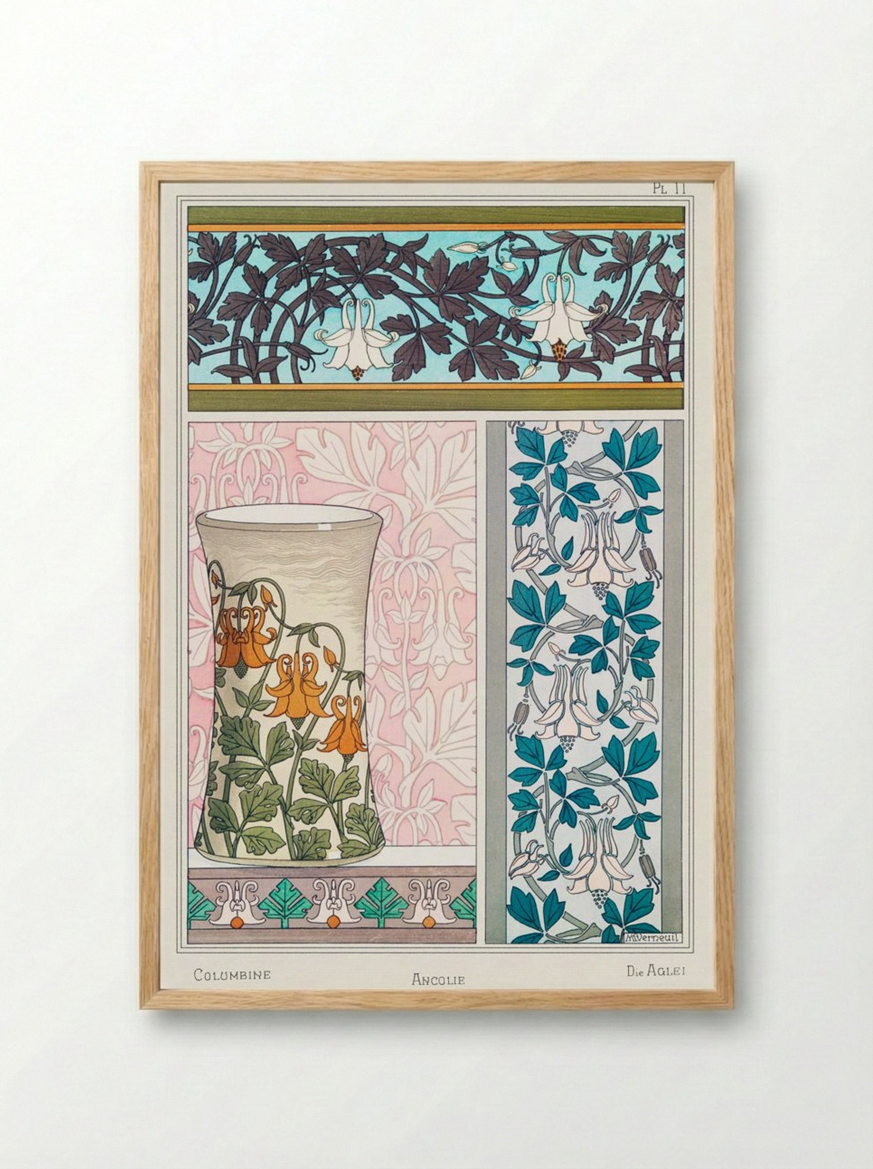 Ancolie (Columbine) from La Plante et ses Applications ornementales - Maurice Pillard Verneuil - Framed Print Wood