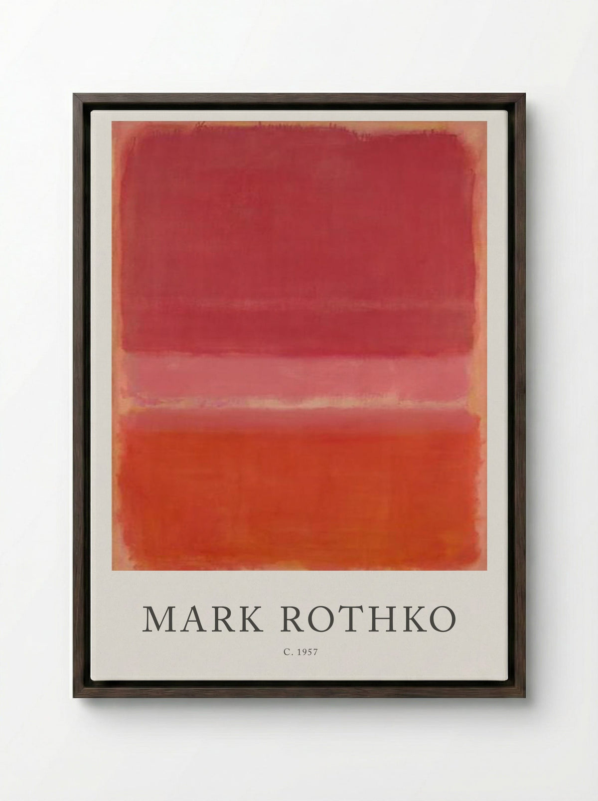 Untitled (Three Rectangles, Shades of Red) - Mark Rothko - Framed Canvas Dark Wood