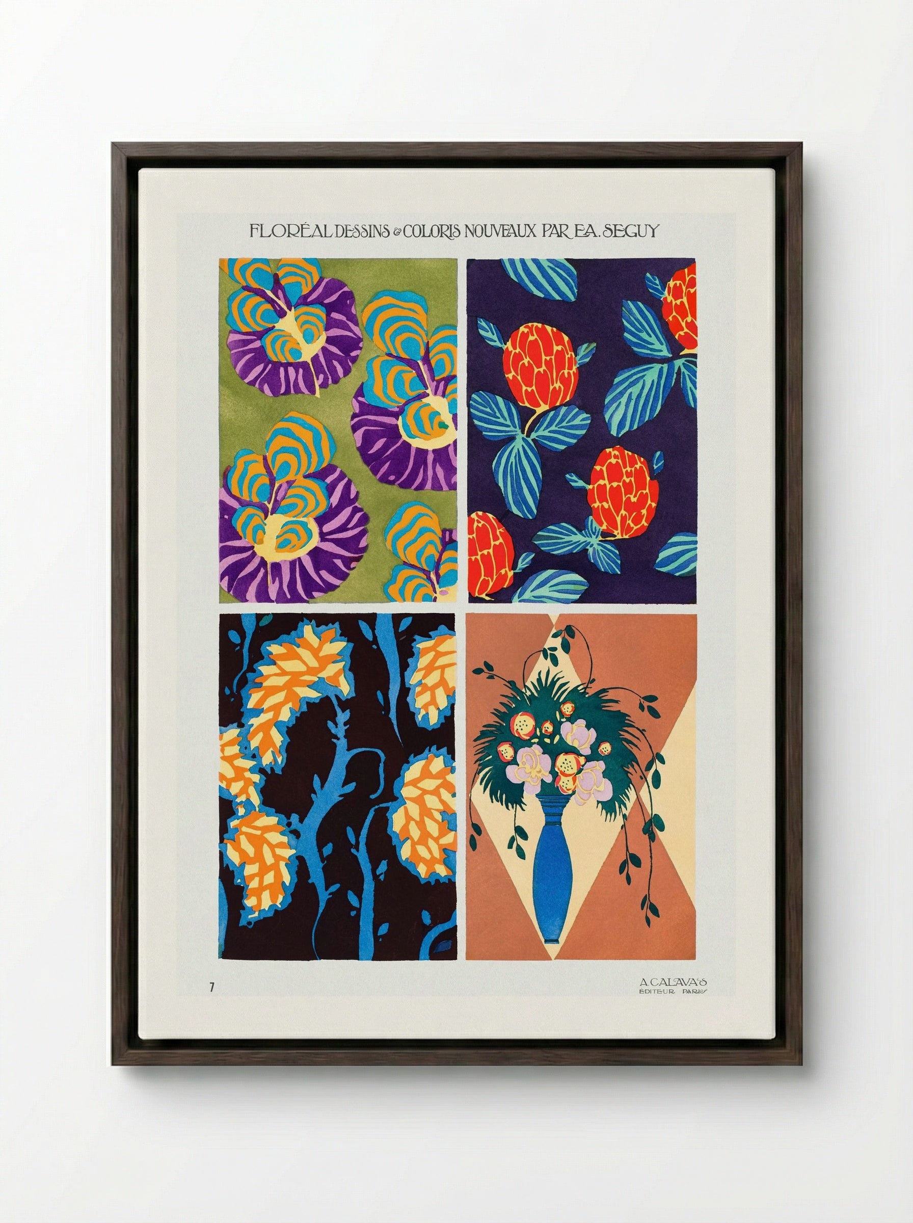 Floréal Dessins & Coloris Nouveaux - Émile-Allain Séguy - Framed Canvas Dark Wood