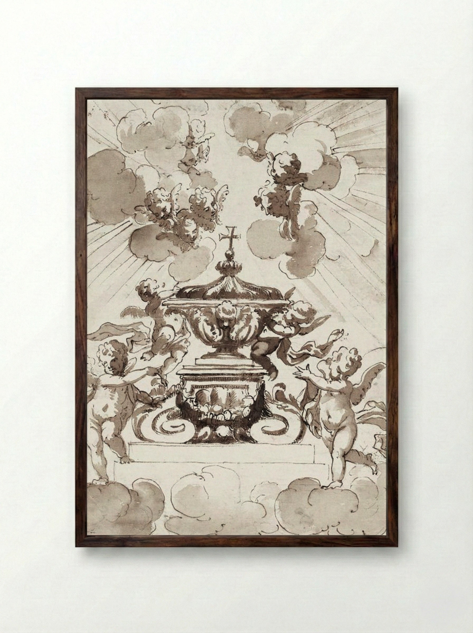 Glorification of the Host - Italian 18th Century - Framed Print Dark Wood