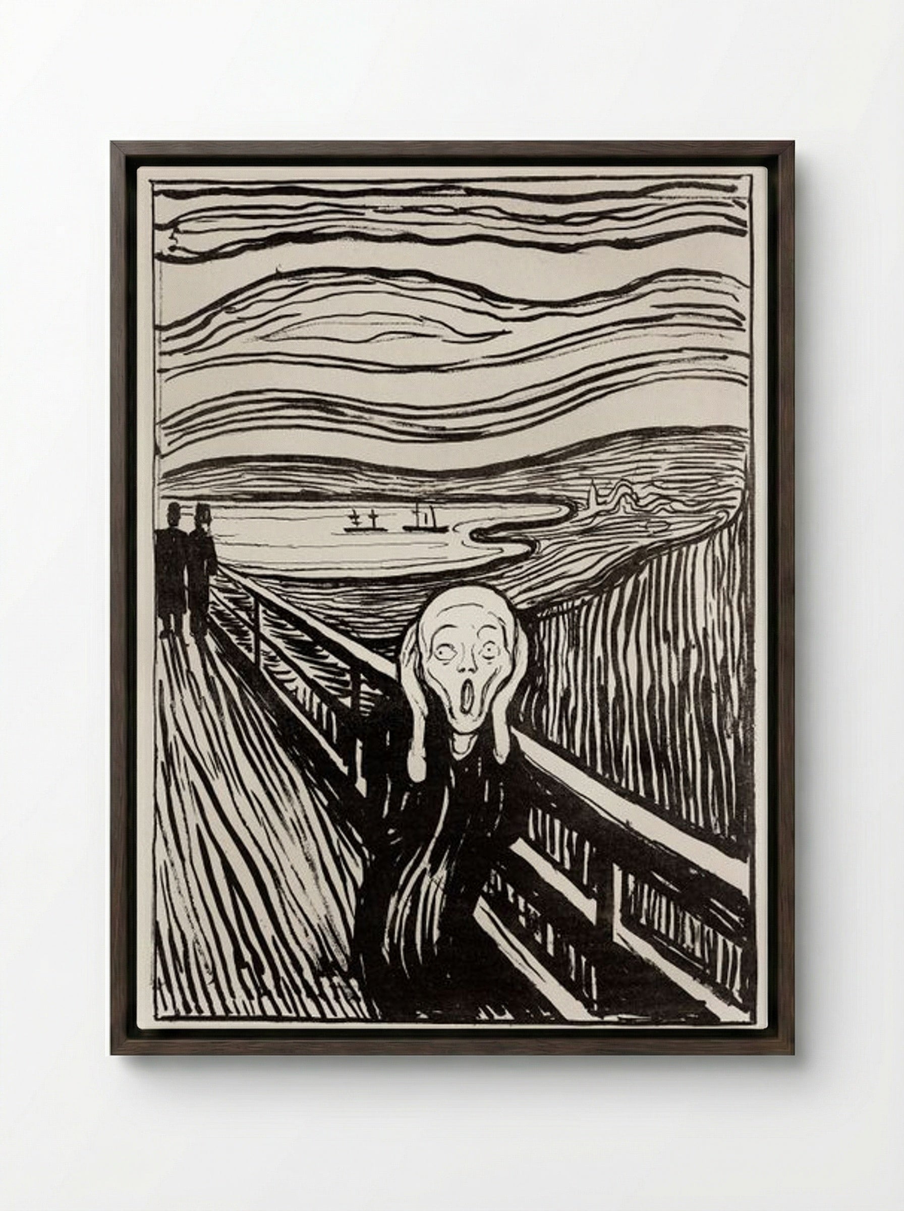 The Scream - Edvard Munch - Framed Canvas Dark Wood