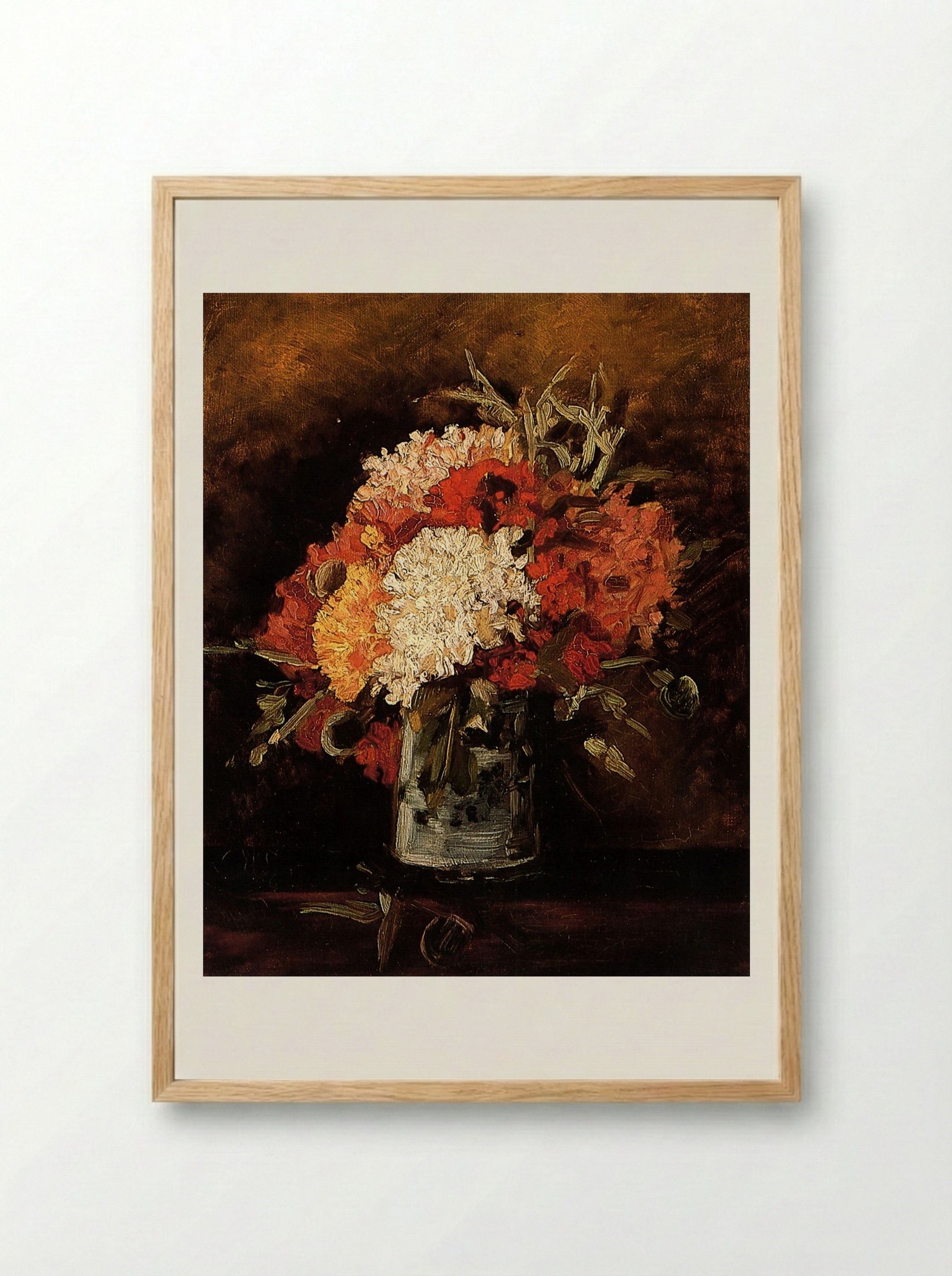 Vase with Carnations - Vincent van Gogh - Framed Print Wood