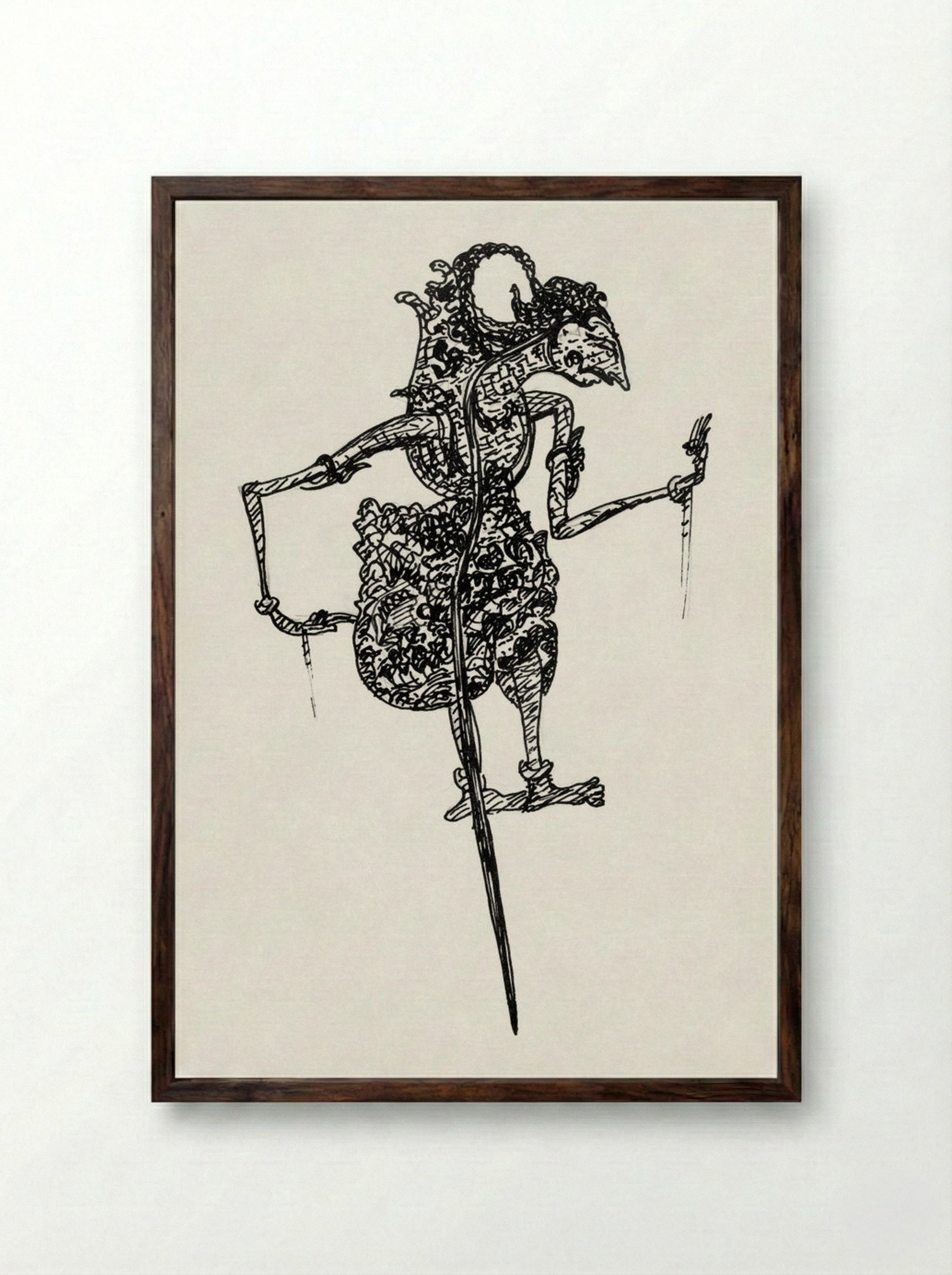 Wajangpop (Wayang Puppet) - Leo Gestel - Framed Print Dark Wood