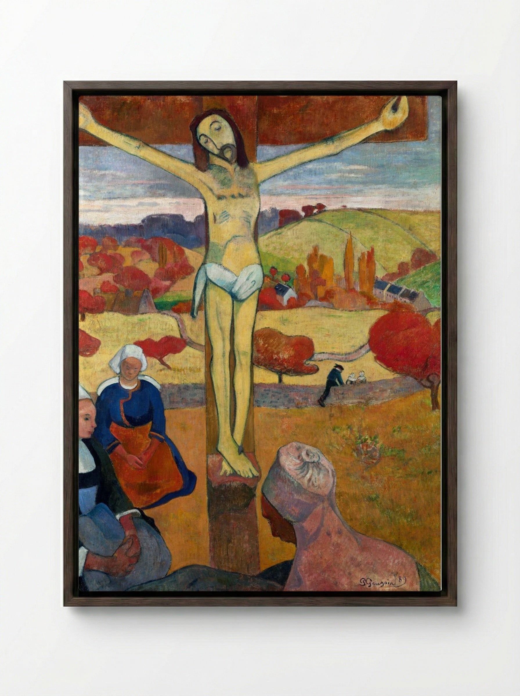 The Yellow Christ - Paul Gauguin - Framed Canvas Dark Wood