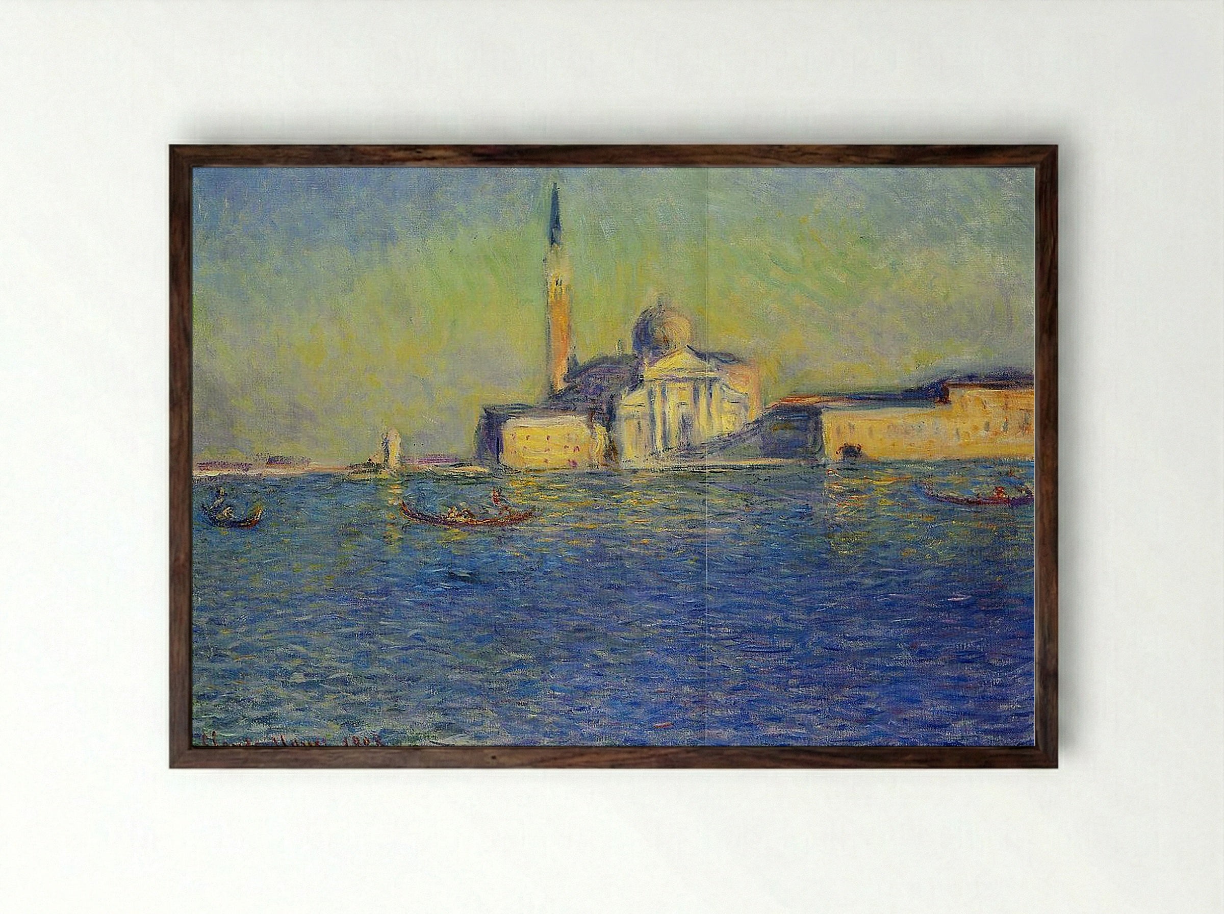 San Giorgio Maggiore at Dusk - Claude Monet - Framed Print Dark Wood