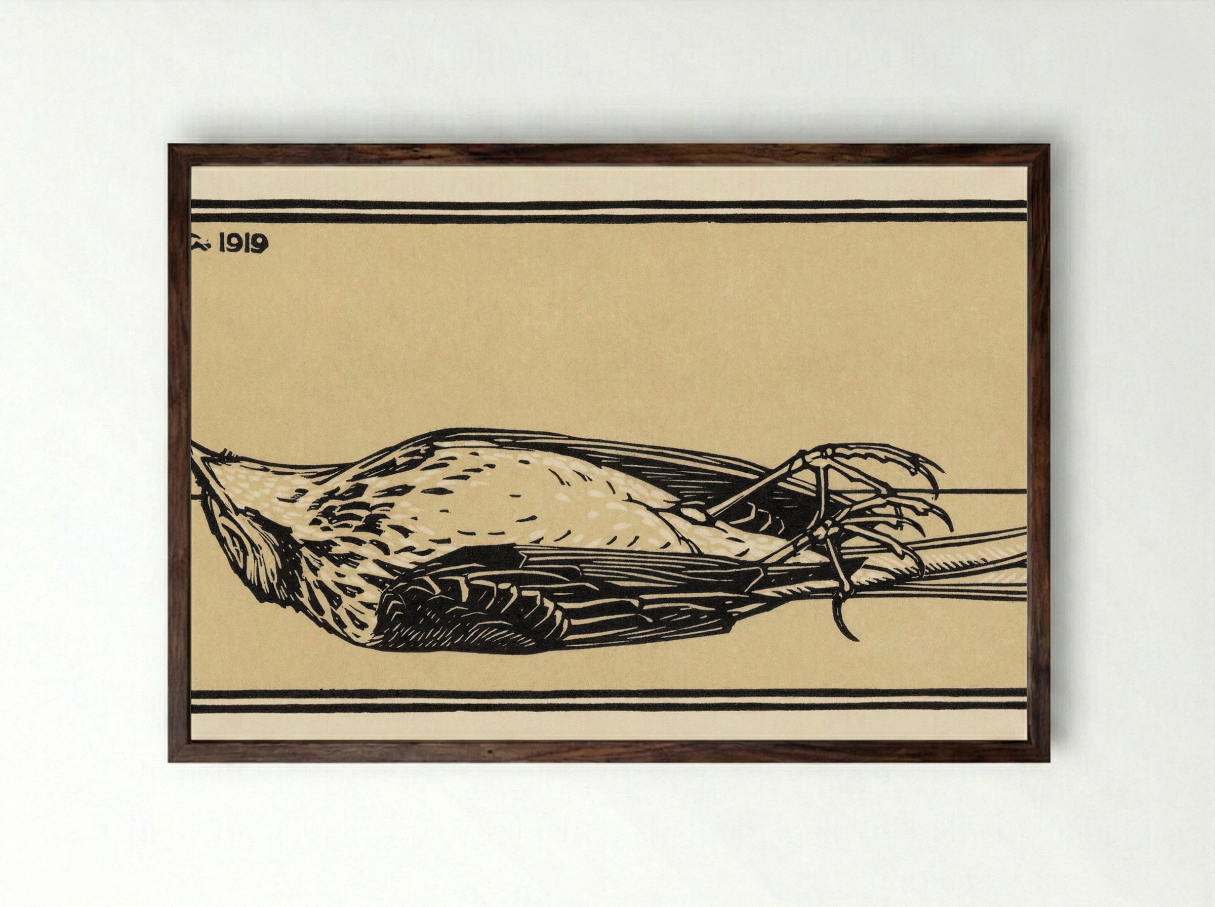 Dead Bird - Julie de Graag - Framed Print Dark Wood