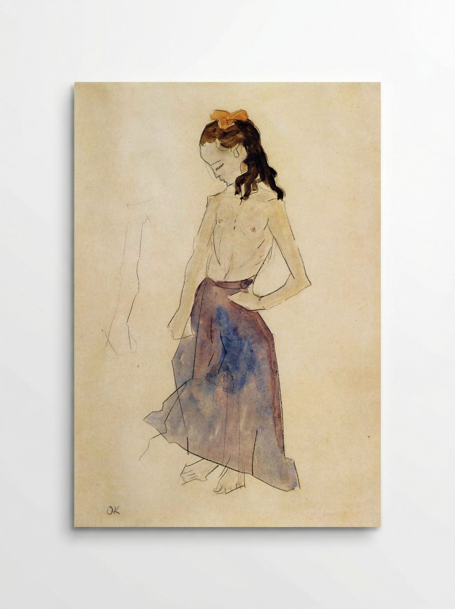 Girl with a Yellow Headband - Egon Schiele - Poster