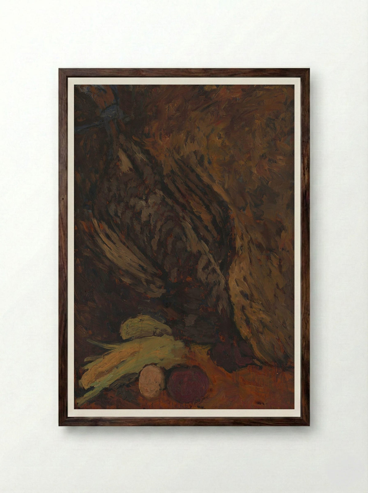 Still Life with a Pheasant - Zolo Palugyay - Framed Print Dark Wood