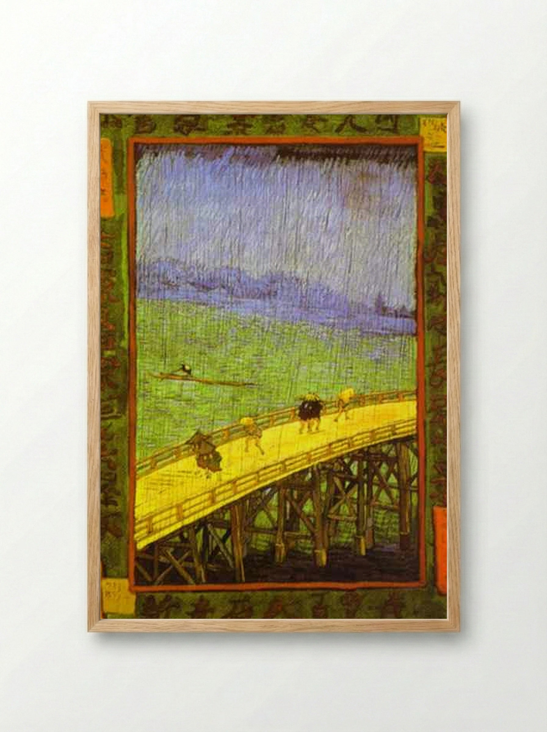 The Bridge in the Rain (after Hiroshige) - Vincent van Gogh - Framed Print Wood