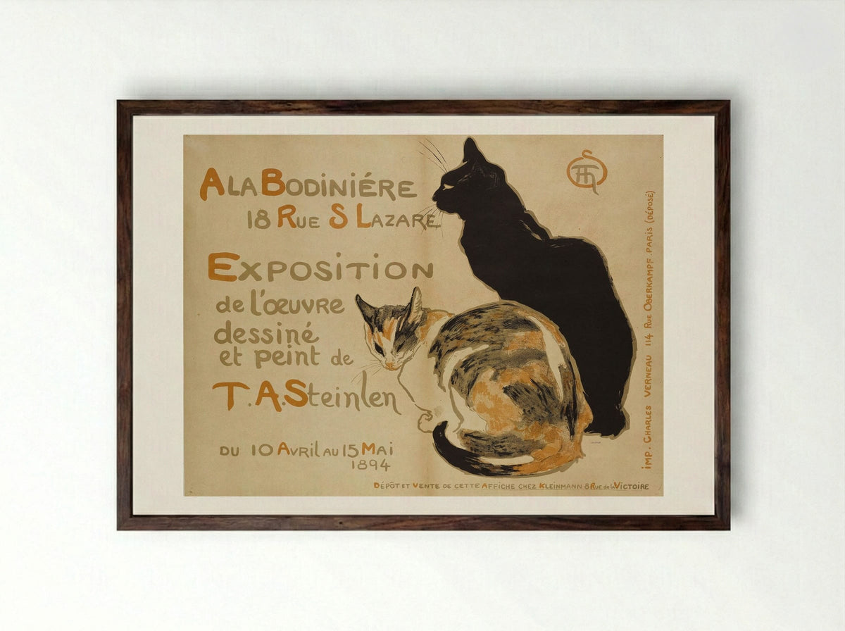 A la Bodinière, 18 Rue St. Lazare - Théophile Steinlen - Framed Print Dark Wood