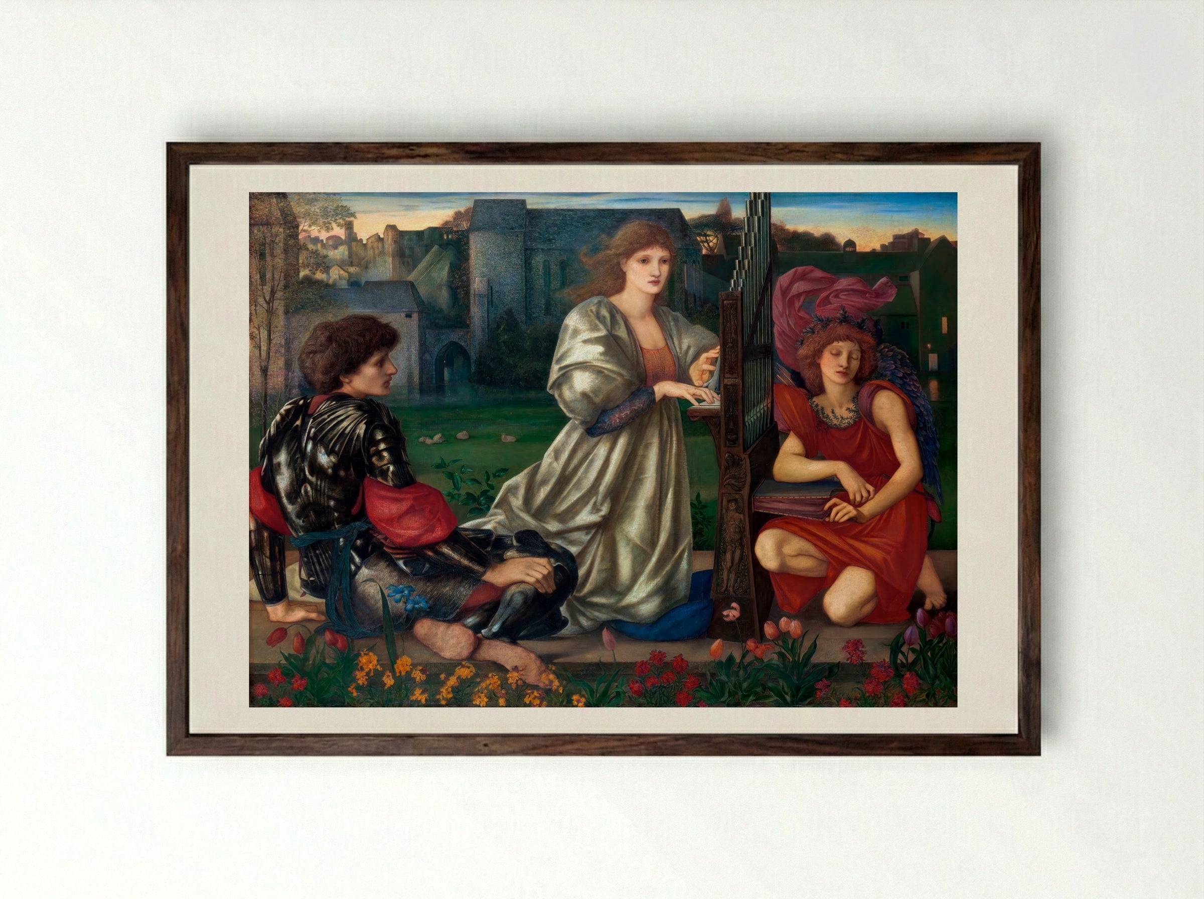 The Love Song - Edward Burne-Jones - Framed Print Dark Wood