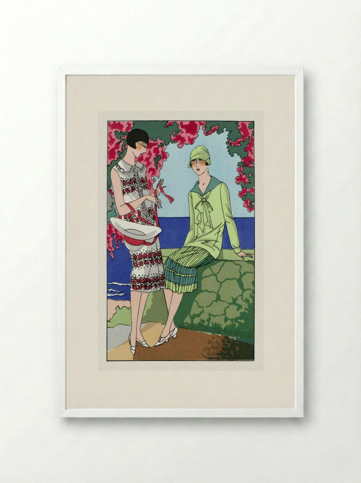 Two Women in Summer Dresses - Martial et Armand and Lucien Lelong - Framed Print White