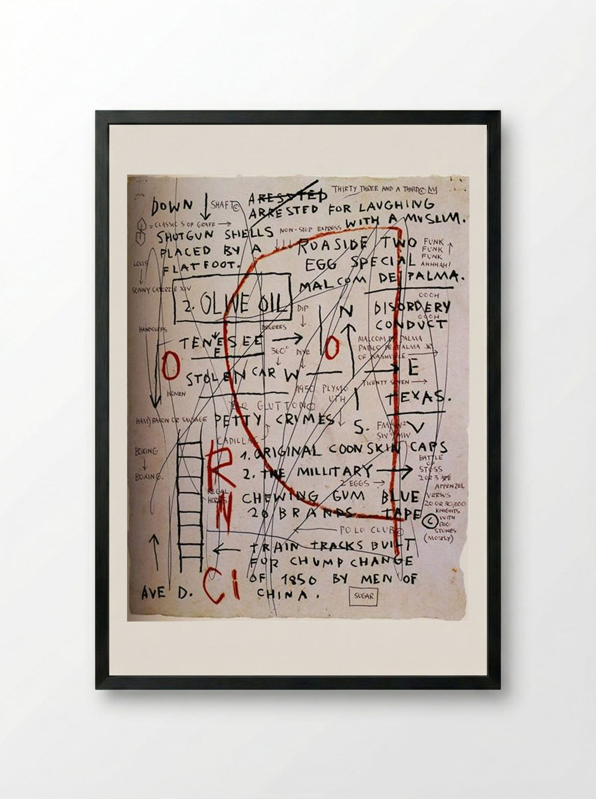 Olive Oil - Jean-Michel Basquiat - Framed Print Black