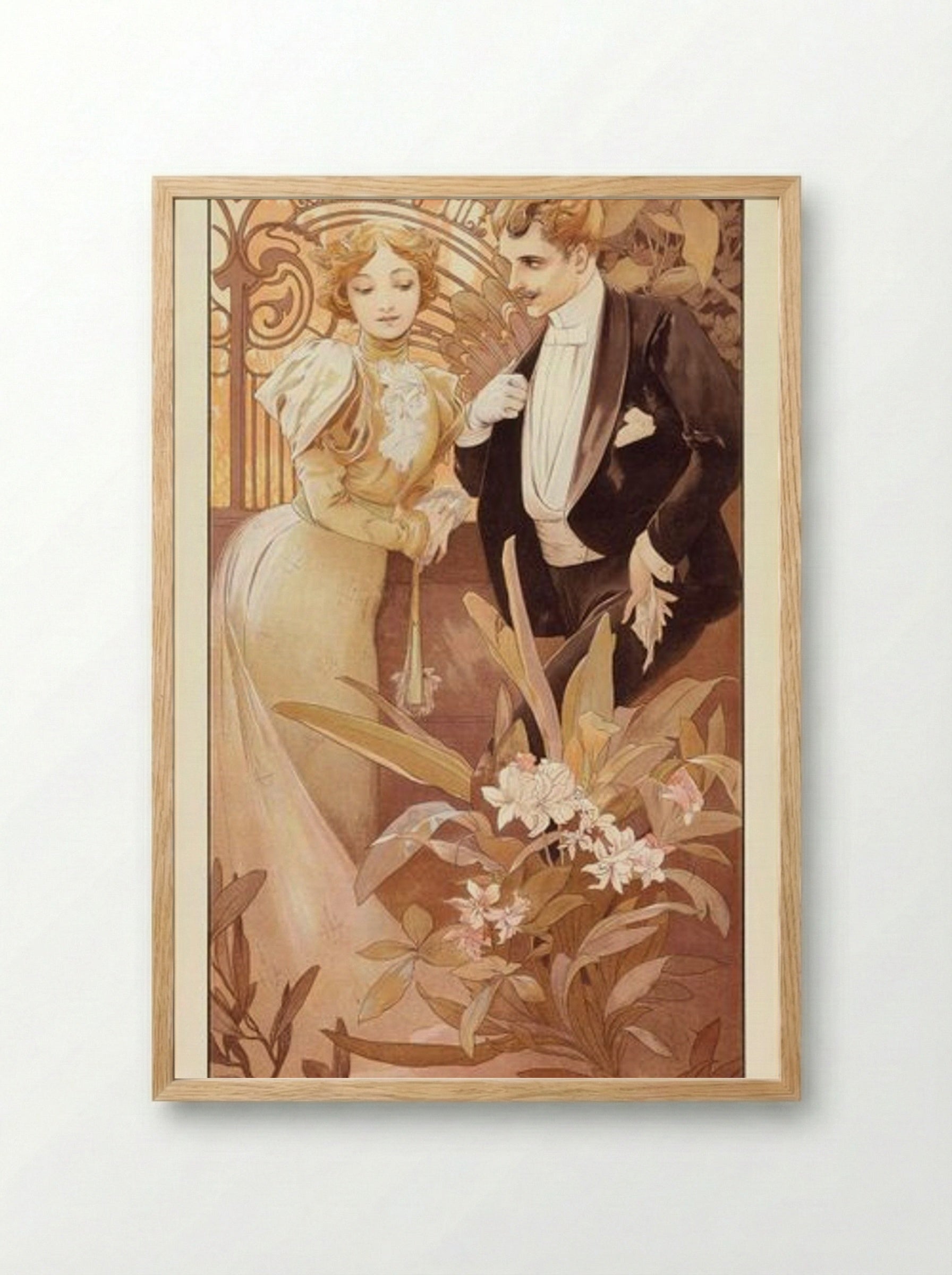 Flirt - Alphonse Mucha - Framed Print Wood
