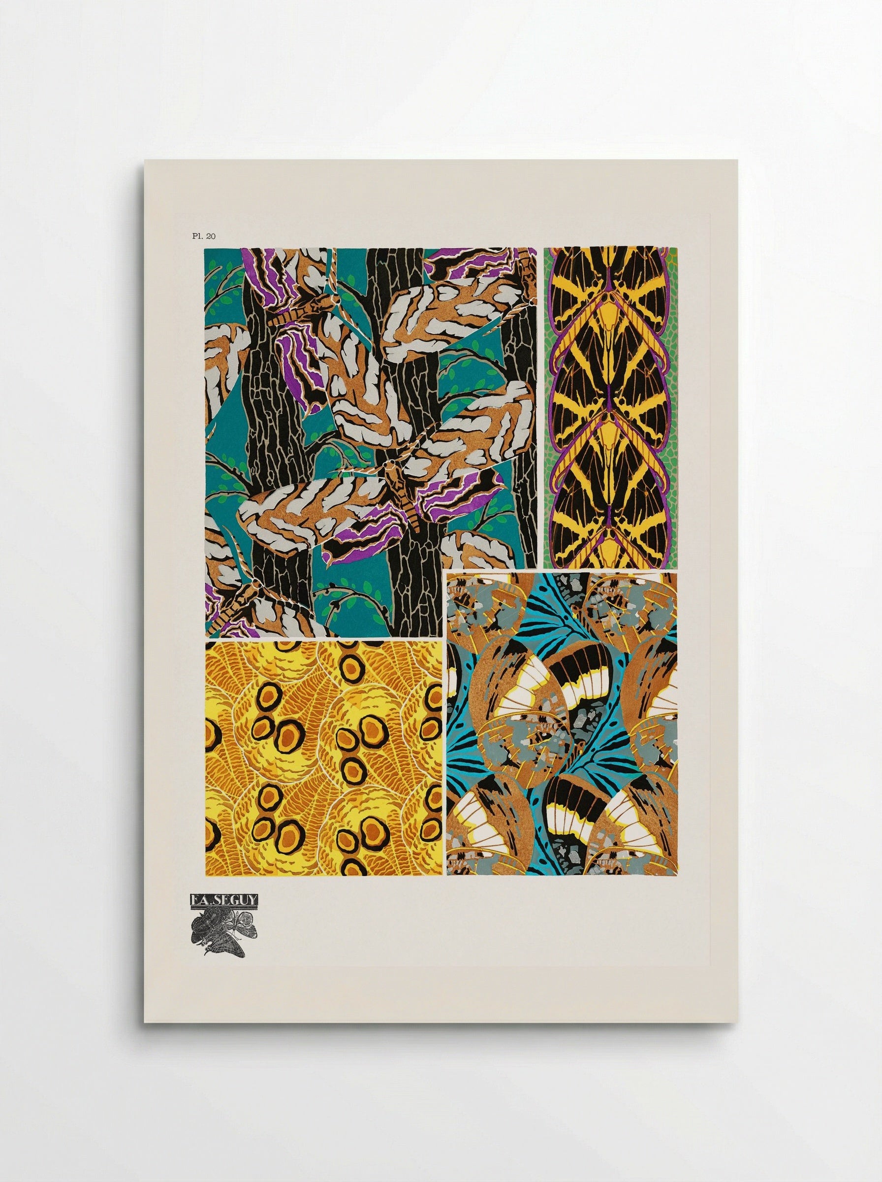 Butterflies Pattern Plate (from Papillons) - Émile-Allain Séguy - Poster