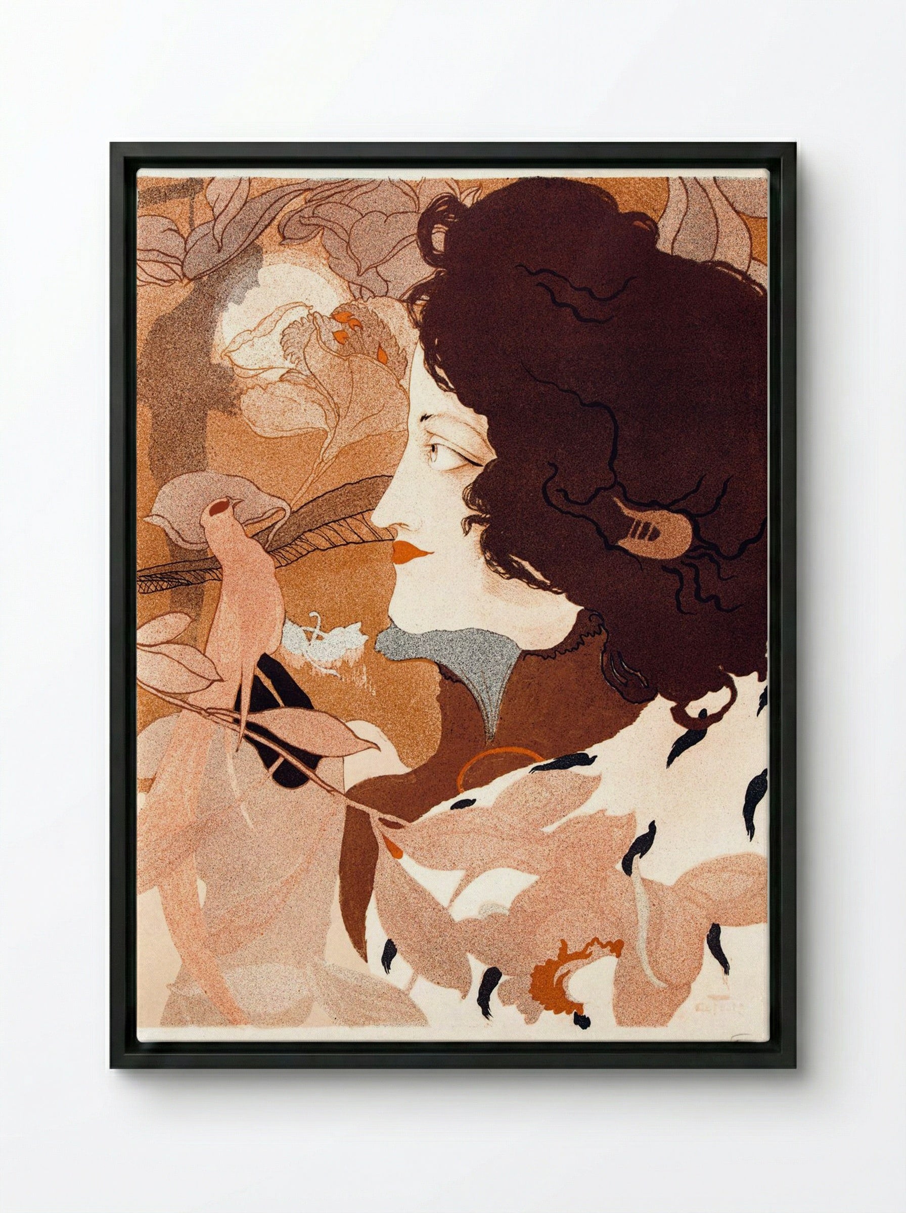 La Femme Fatale - Georges de Feure - Framed Canvas Black