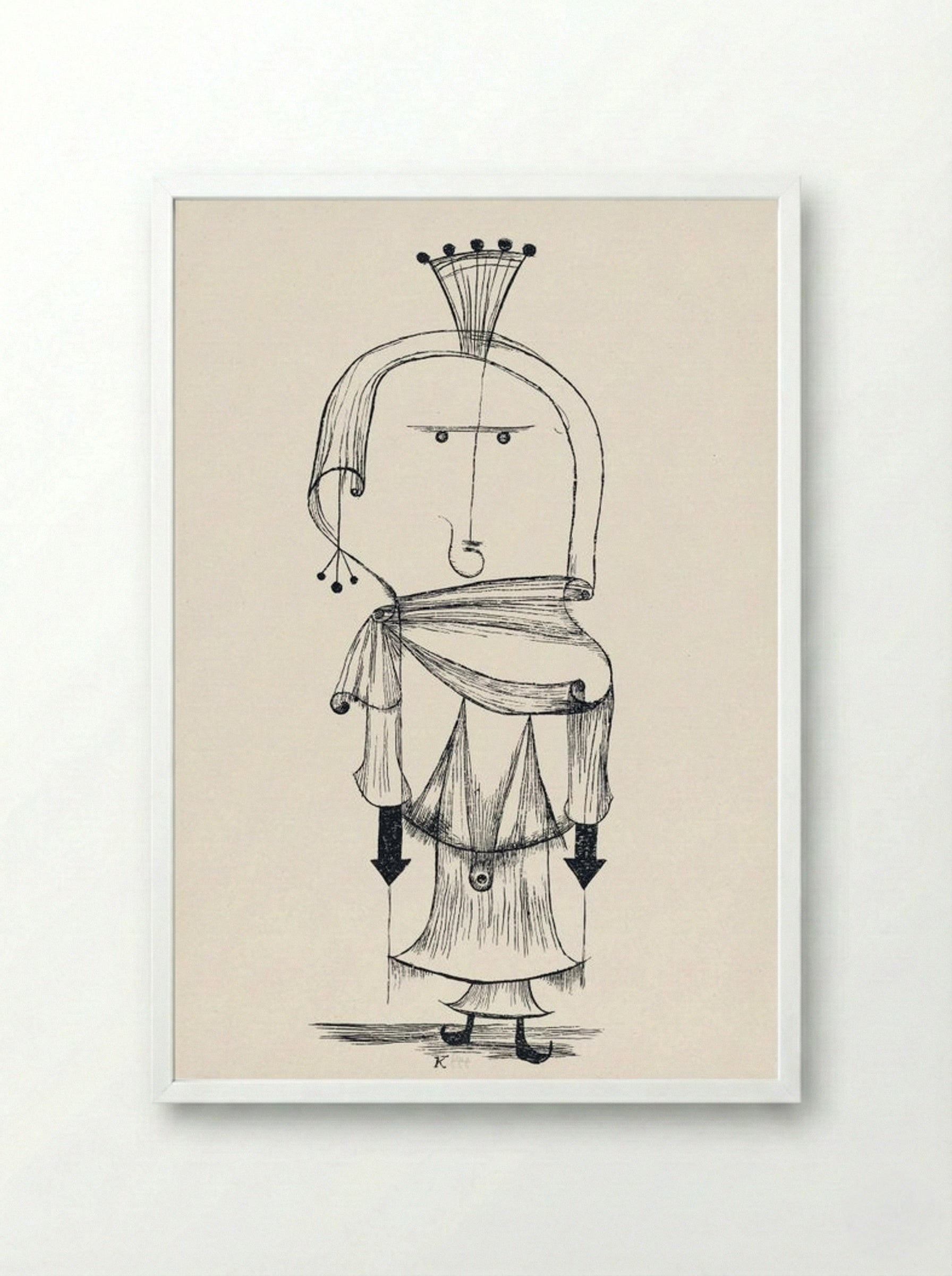 Die Hexe mit dem Kamm (Witch with a Comb) - Paul Klee - Framed Print White